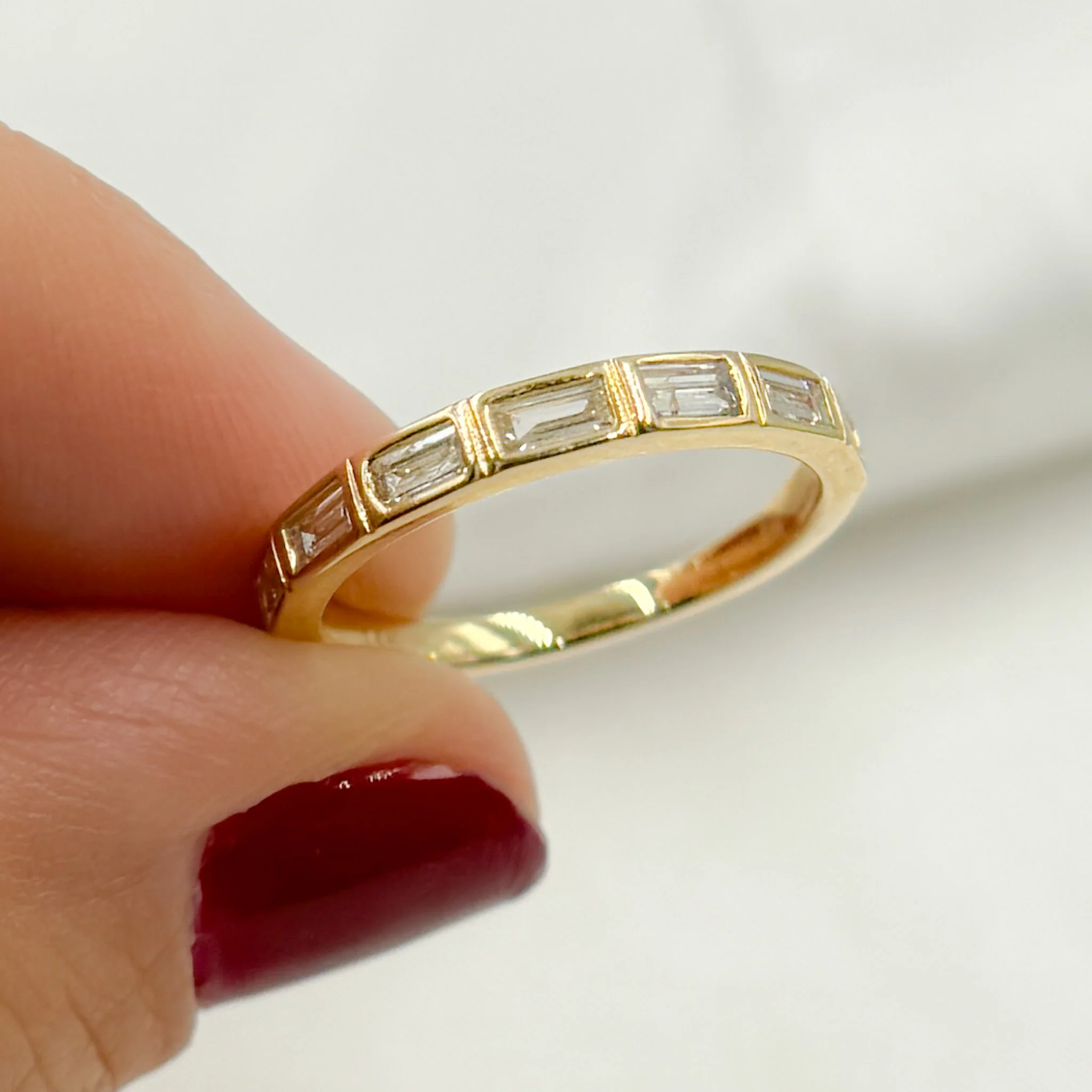 RAF01455. 14K Solid Gold Diamond Baguette Band Ring - Image 4