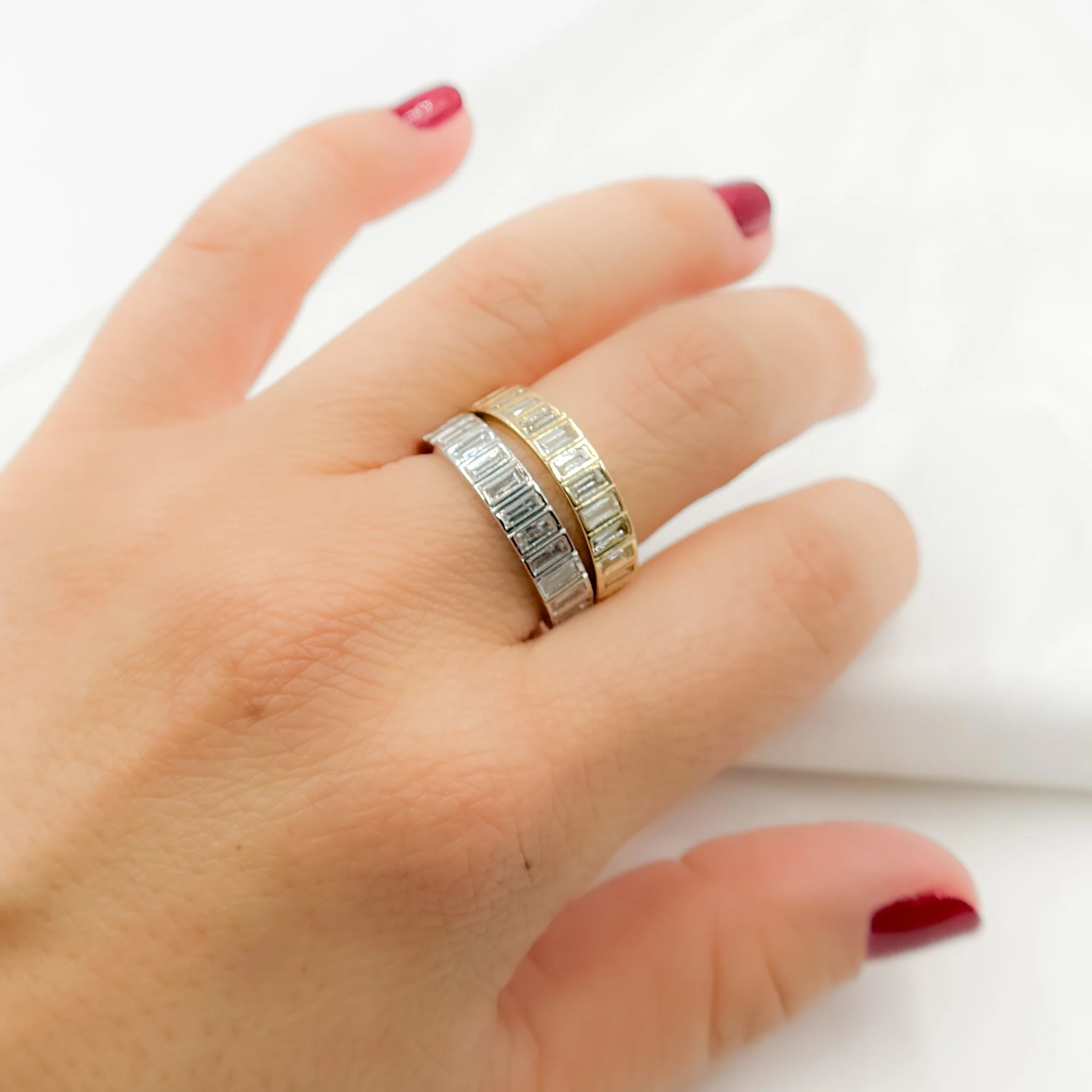 RAI01454. 14K Solid Gold Diamond Baguette Band Ring - Image 2