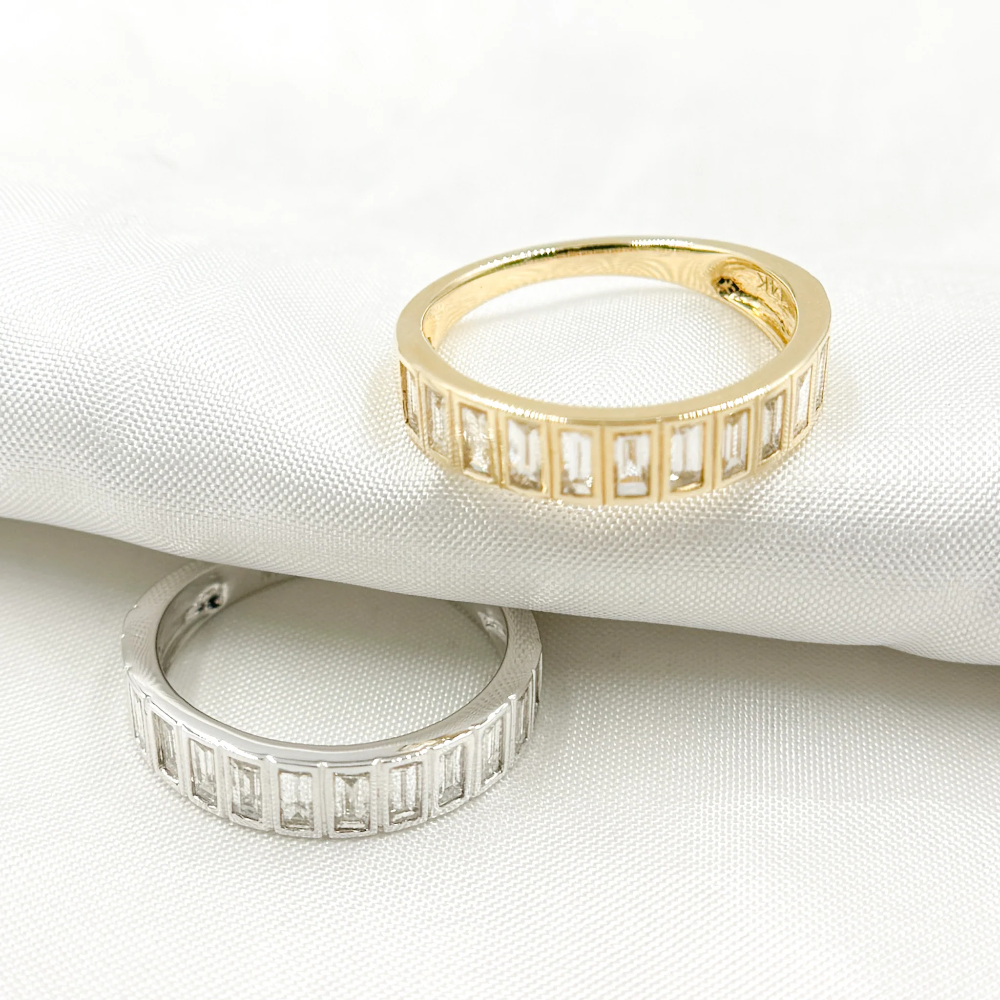 RAI01454. 14K Solid Gold Diamond Baguette Band Ring - Image 9