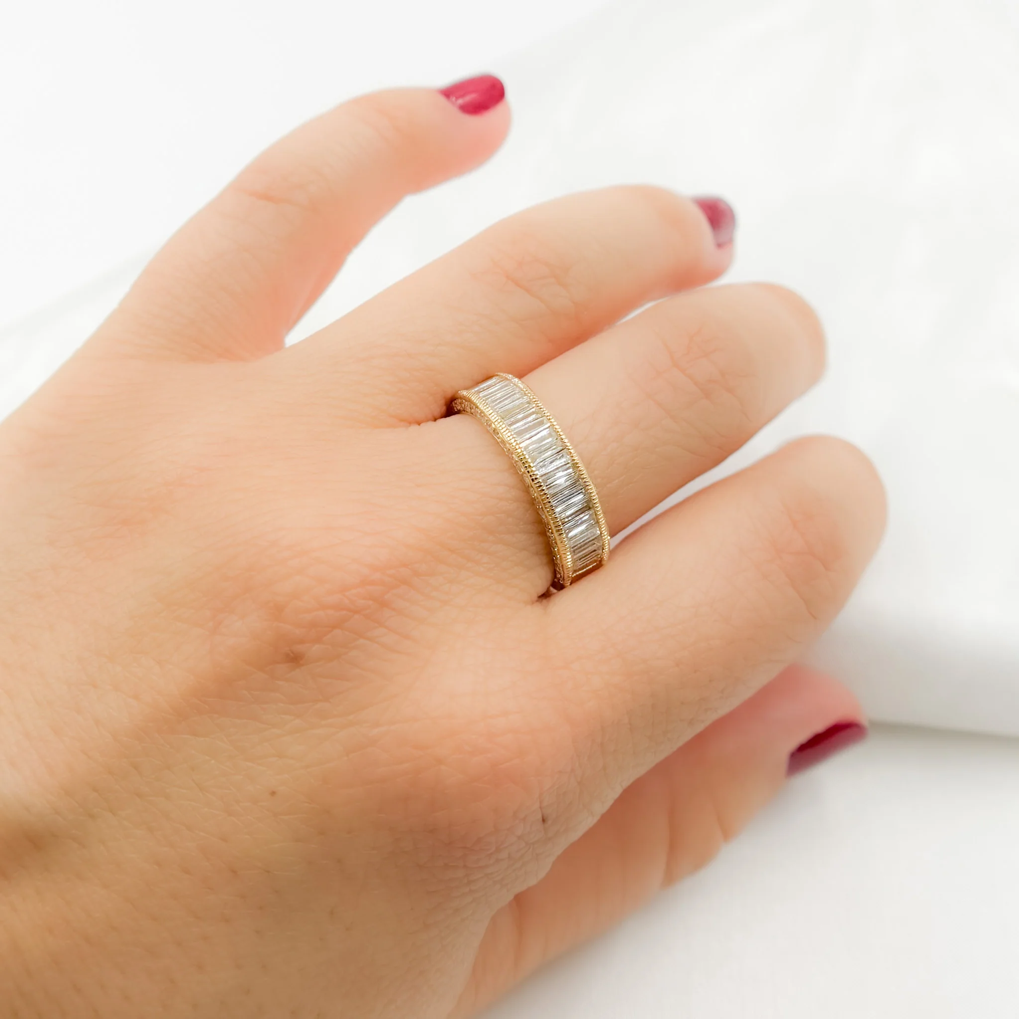RFM17599. 14K Solid Gold Diamond Baguette Band Ring - Image 3