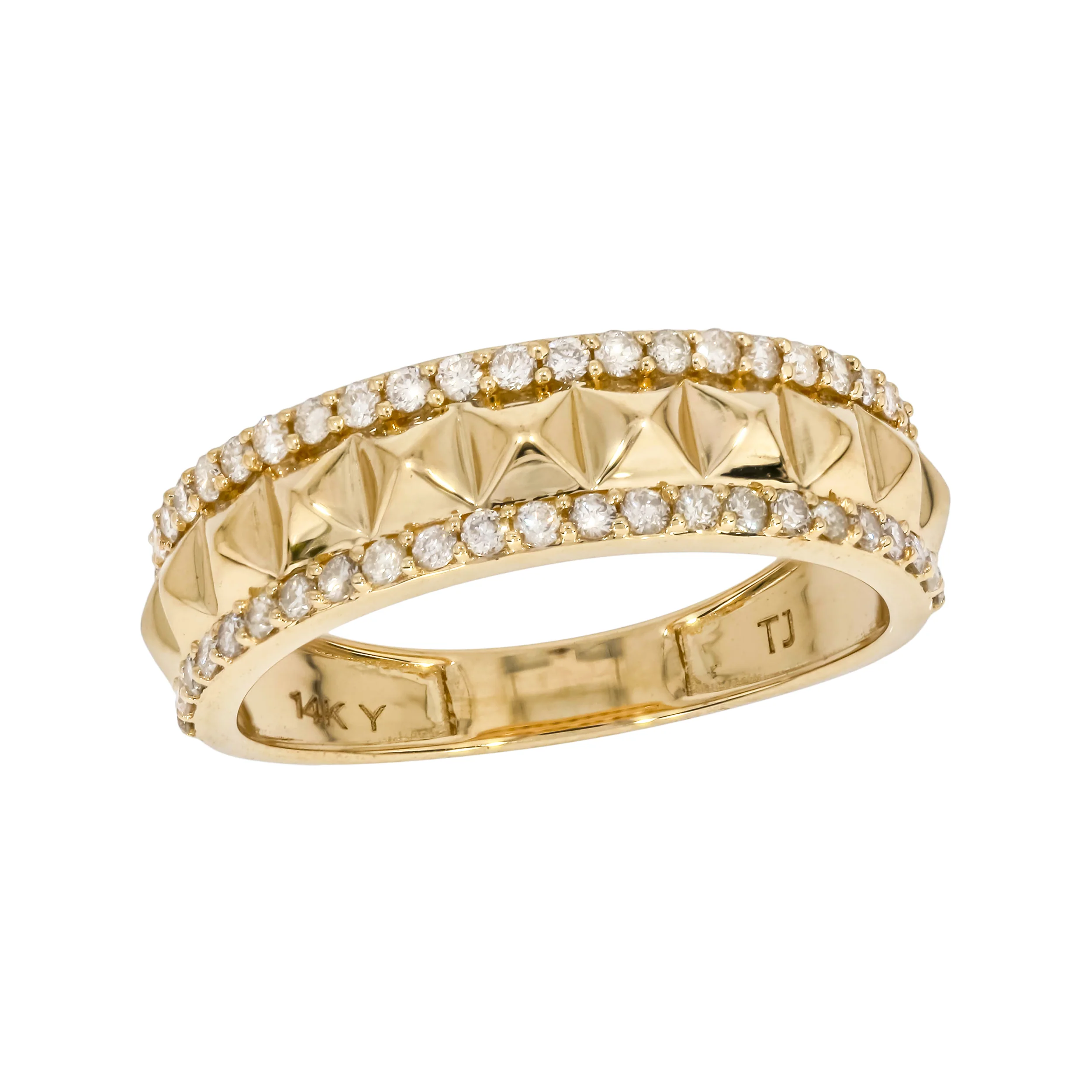 14K Solid Gold Diamond Band Ring. RAF01819