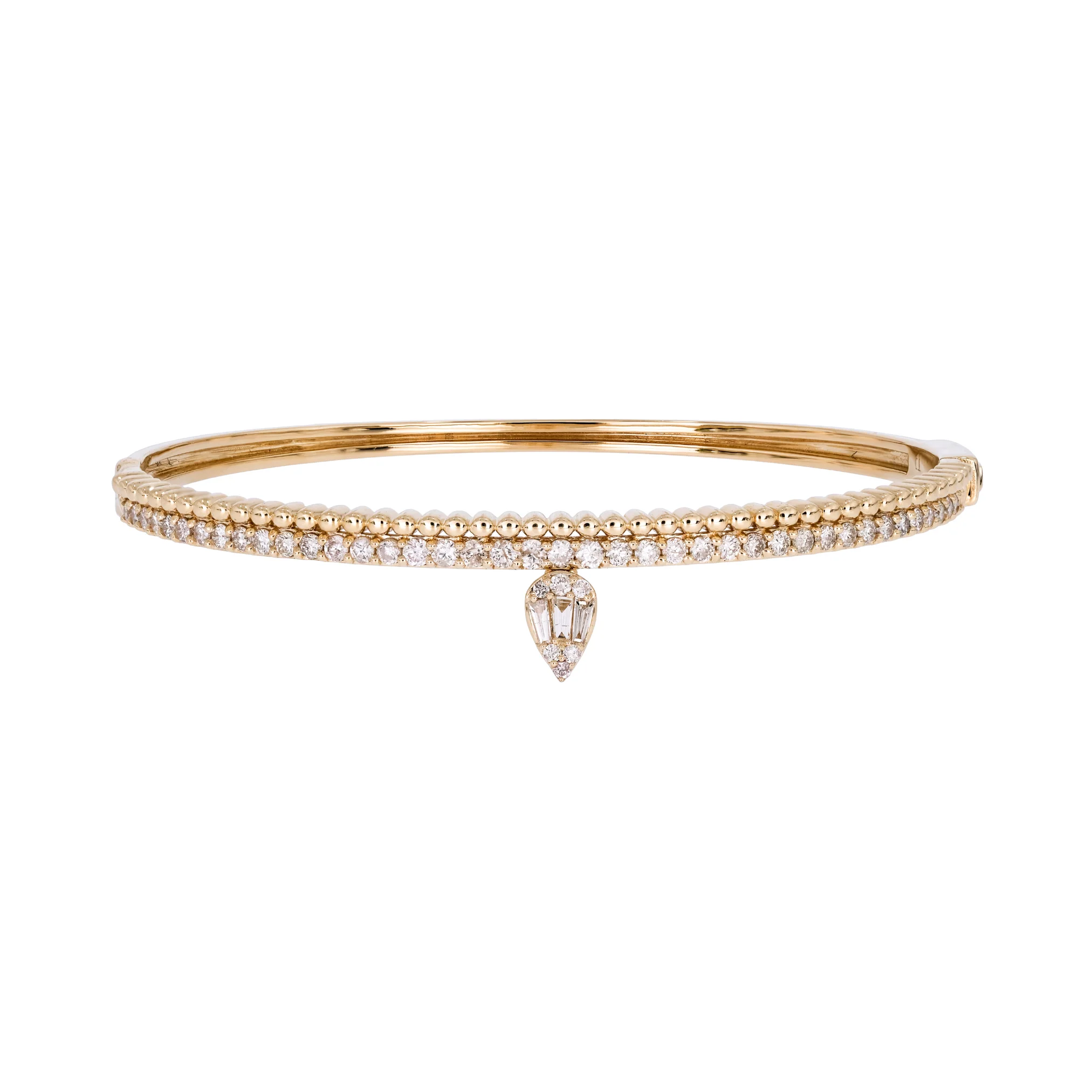 BNL68317. 14K Solid Gold Diamond Leaf Bangle