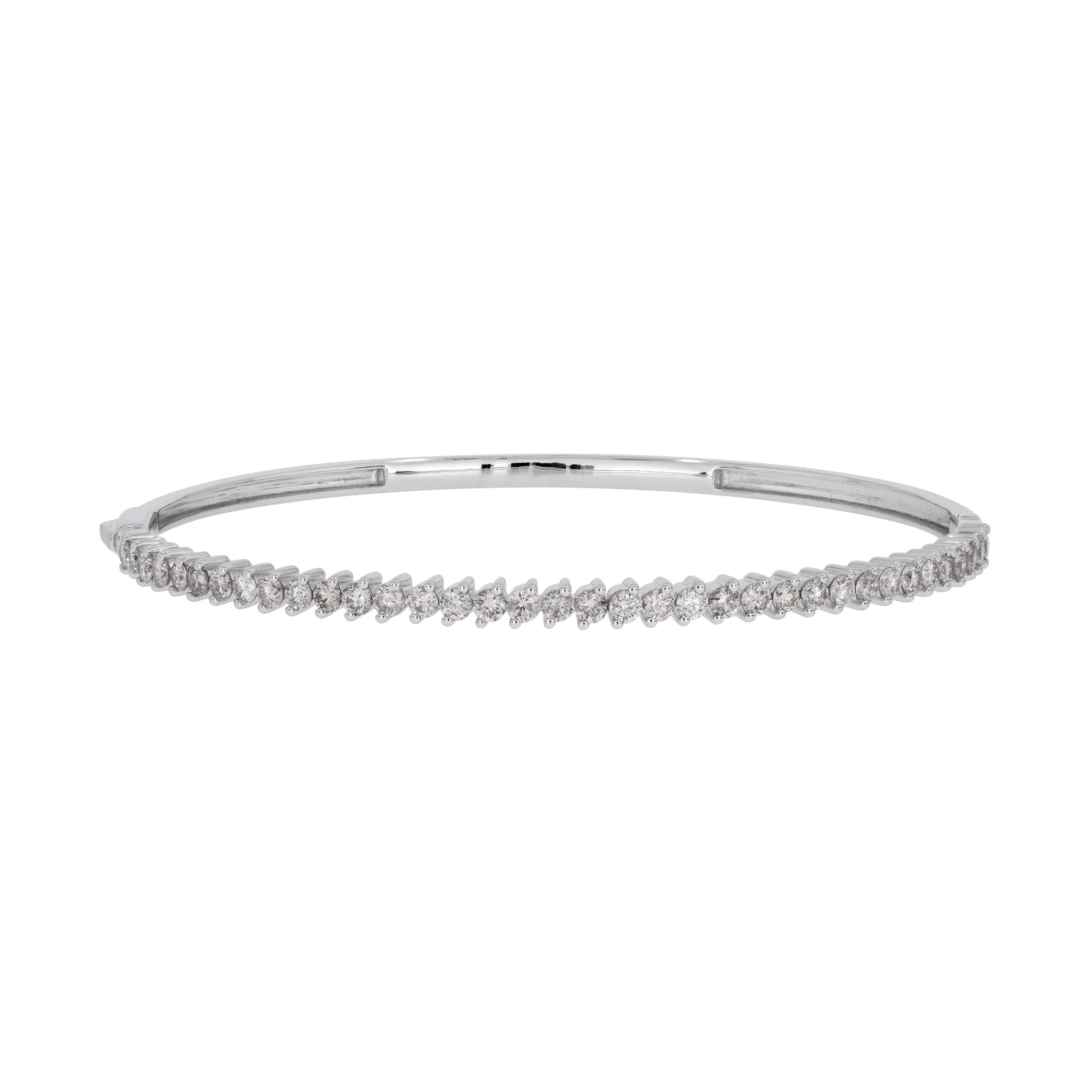 DBG00276. 14K Solid Gold Diamond Bangle - Image 2