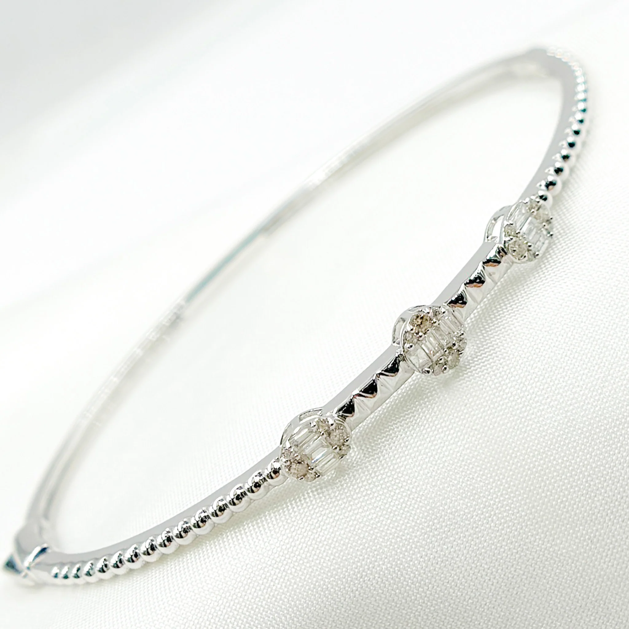 DBG00332. 14K Solid Gold Diamond Bangle - Image 4