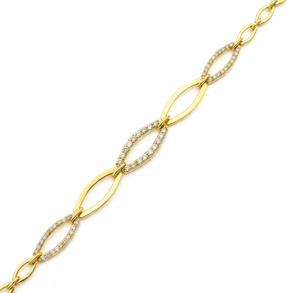 14k Solid Gold Diamond Oval Bracelet. BR402612 - Image 8