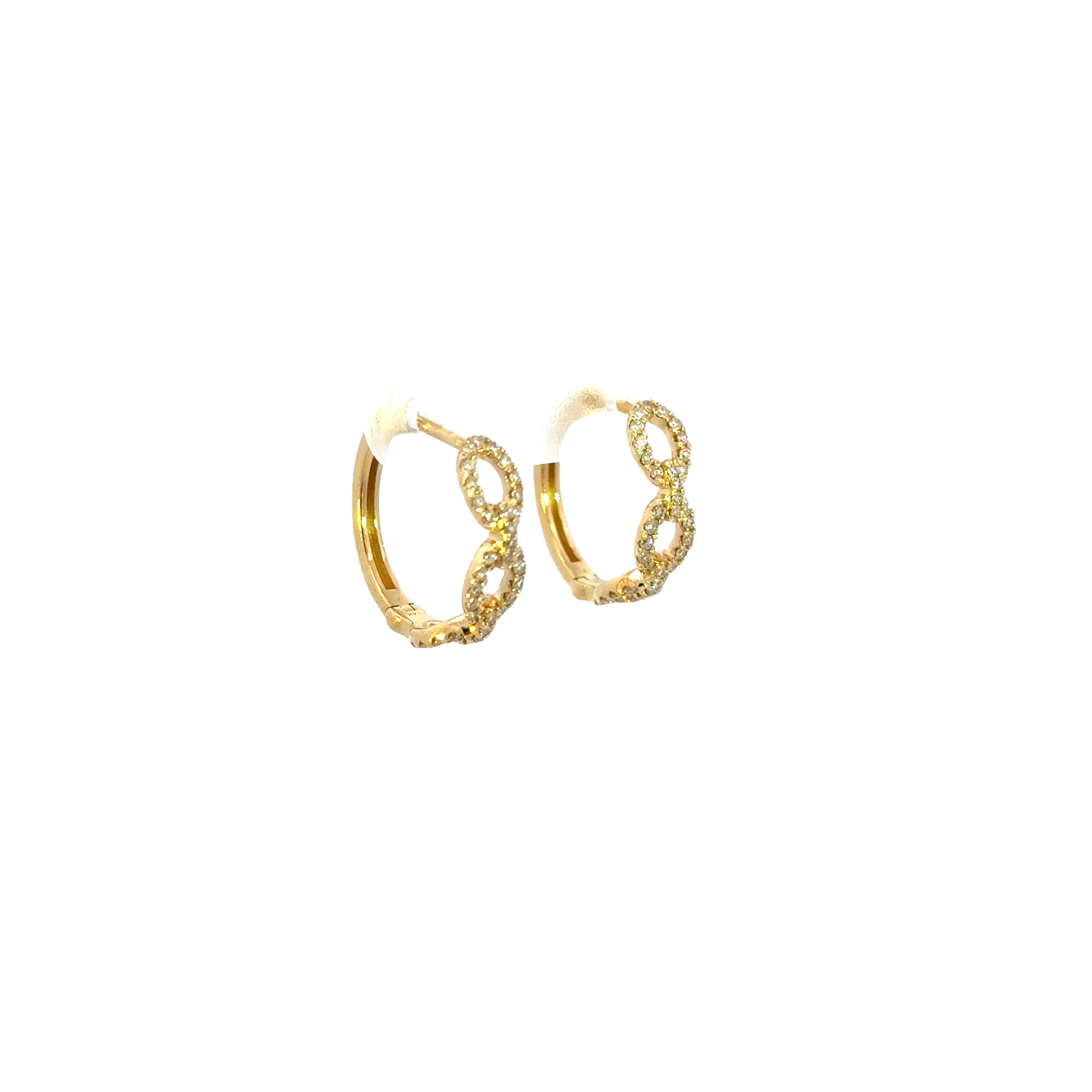 EHF57038. 14K Solid Gold Diamond Chain Hoops - Image 6