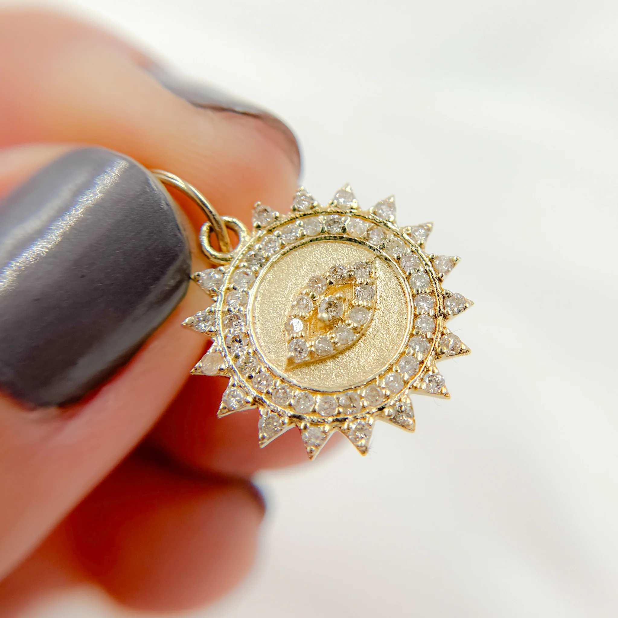 14k Solid Gold Diamond Circle Eye Charm. GDP344 - Image 5