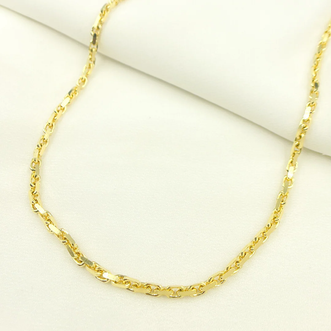 135R04CLH4. 14K Solid Gold Diamond Cut Box Link Chain