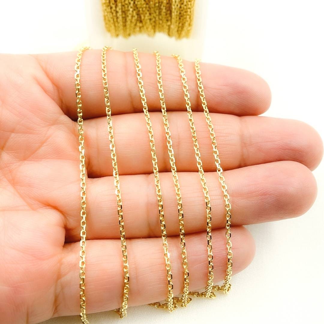 040R01T5byFt. 14k Solid Gold Diamond Cut Cable Link Unfinished Chain - Image 3