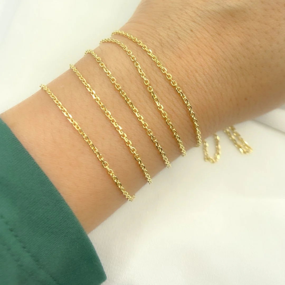 050R01T5byFt. 14K Solid Gold Diamond Cut Cable Link Unfinished Chain - Image 2