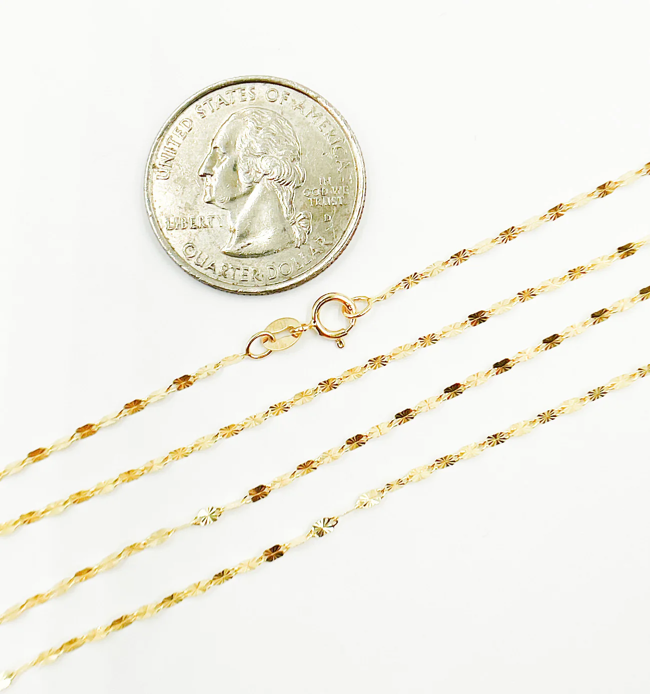 030FV30. 14K Solid Gold Diamond Cut Marina Chain - Image 3