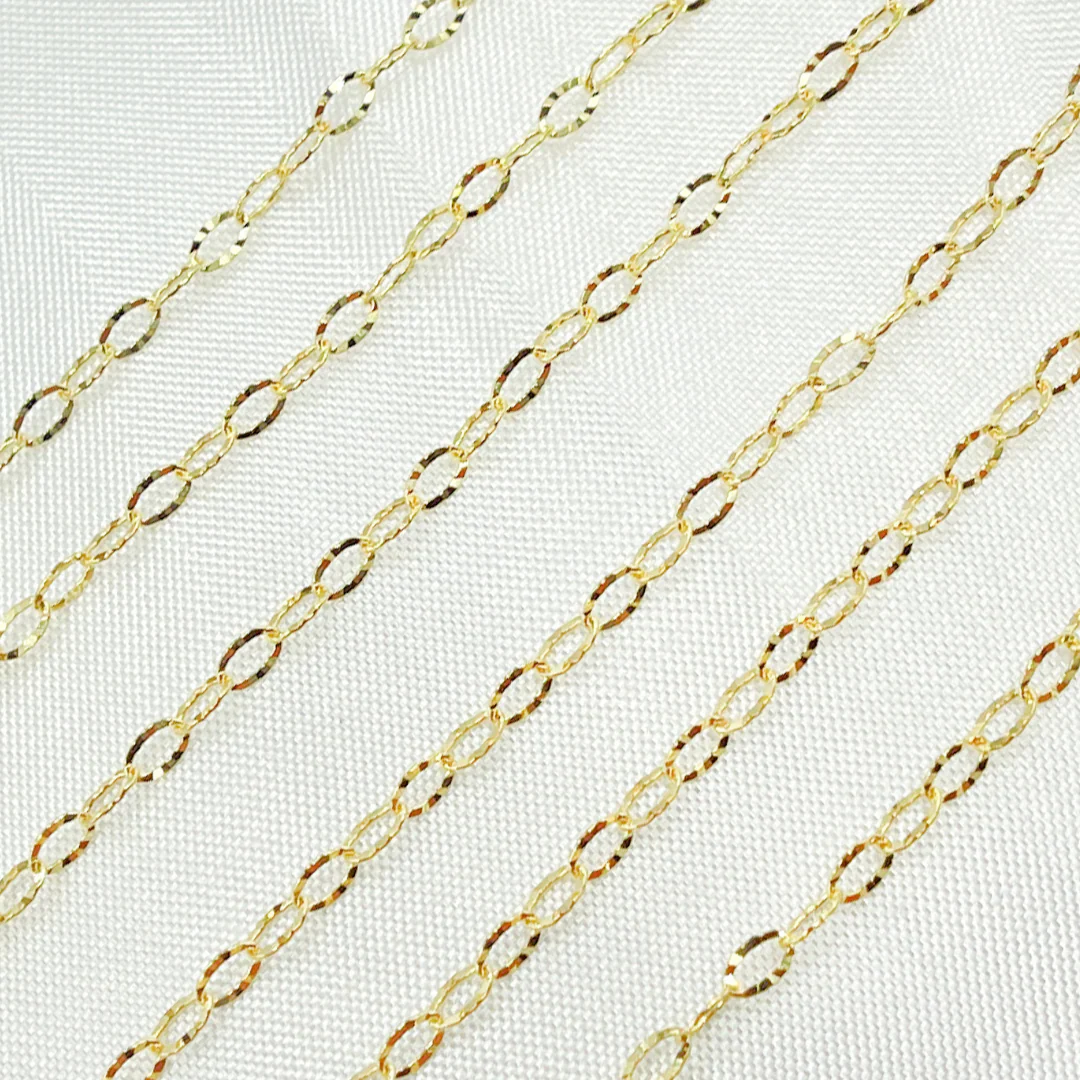 030FVBF22byFt. 14k Solid Gold Diamond Cut Oval Link Chain - Image 3