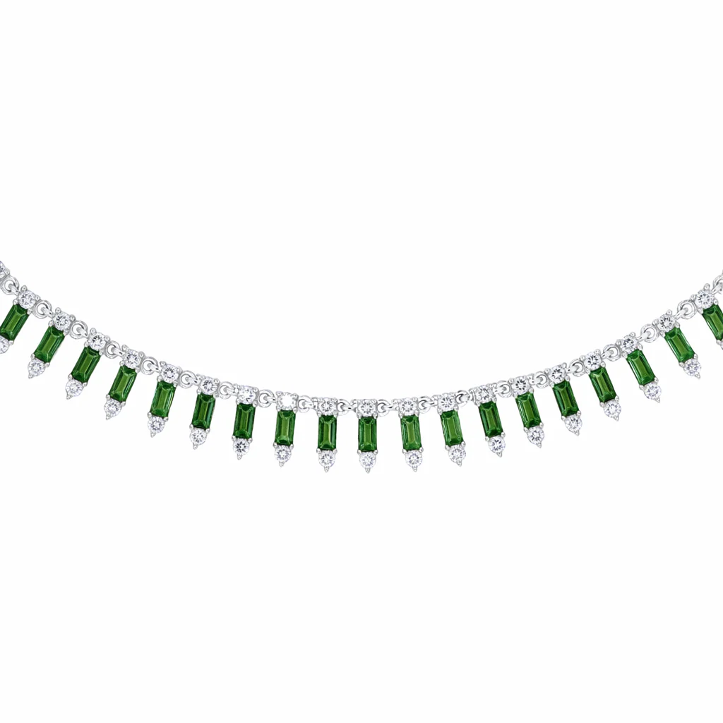 NFL70815EM. 14K Solid Gold Diamond and Gemstone Dangle Necklace - Image 4