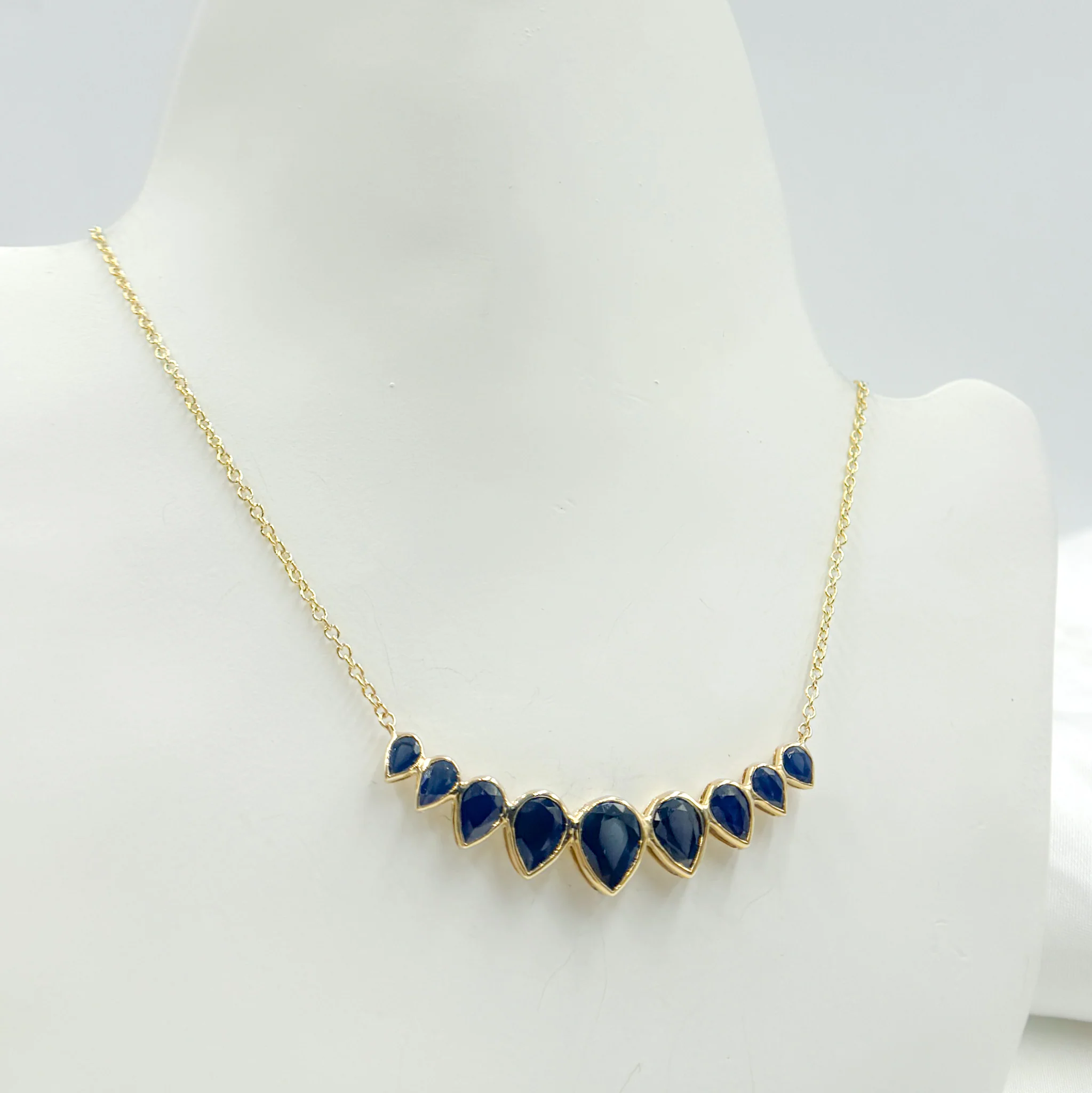 CN96120. 14K Solid Gold Diamond Drops Necklace - Image 10