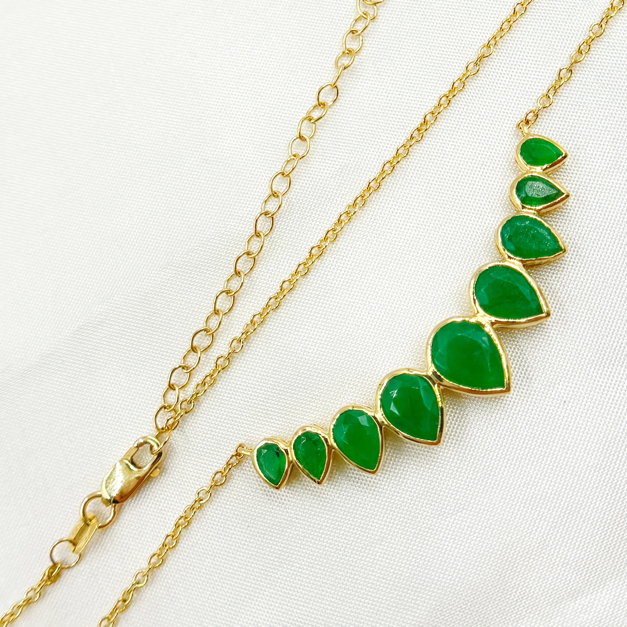 CN96120. 14K Solid Gold Diamond Drops Necklace - Image 5
