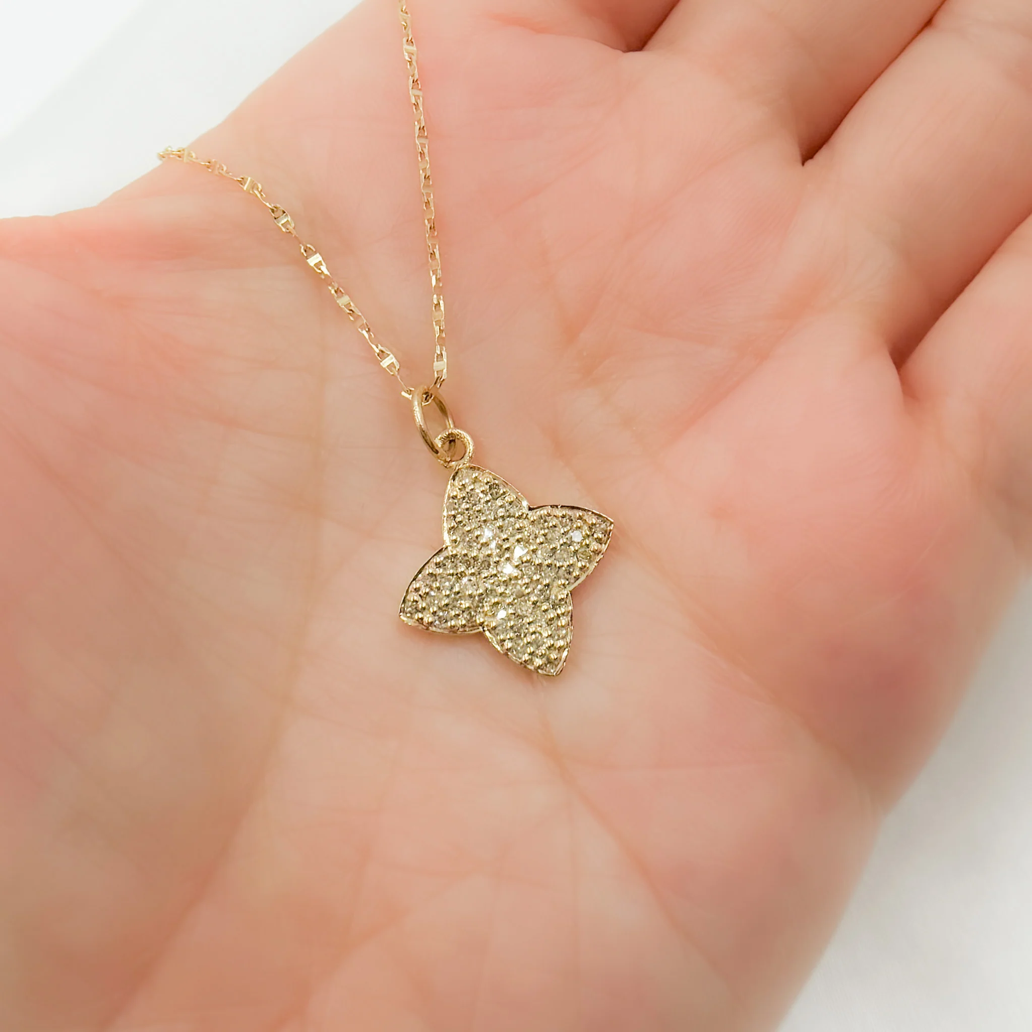 GDP88. 14k Solid Gold Diamond Flower Charm