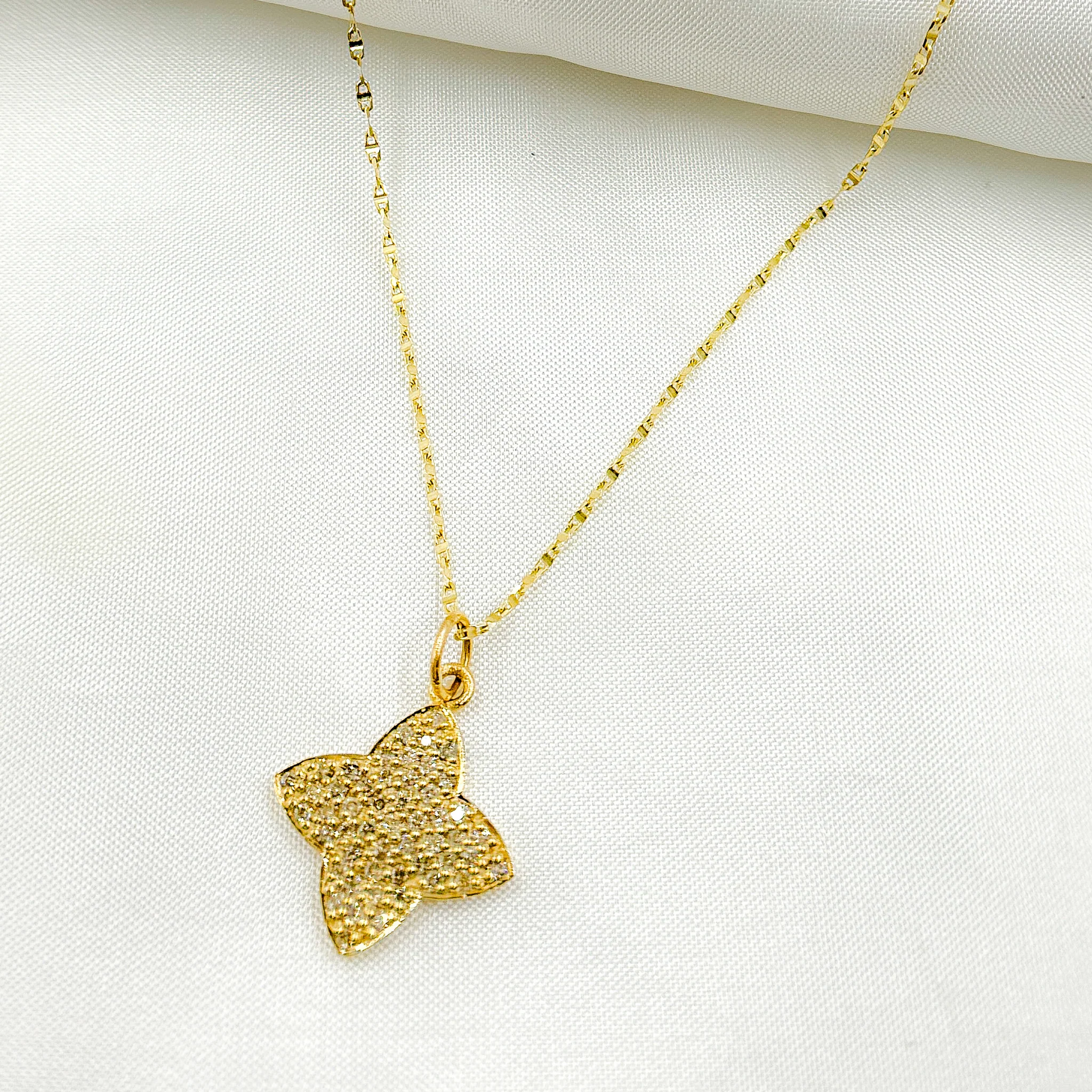 GDP88. 14k Solid Gold Diamond Flower Charm - Image 4