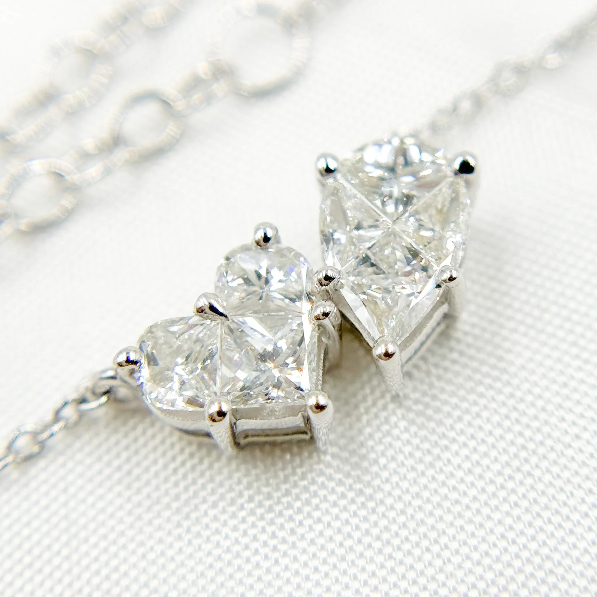 NFK71525. 14K Solid Gold Diamond Heart and Drop Necklace - Image 3