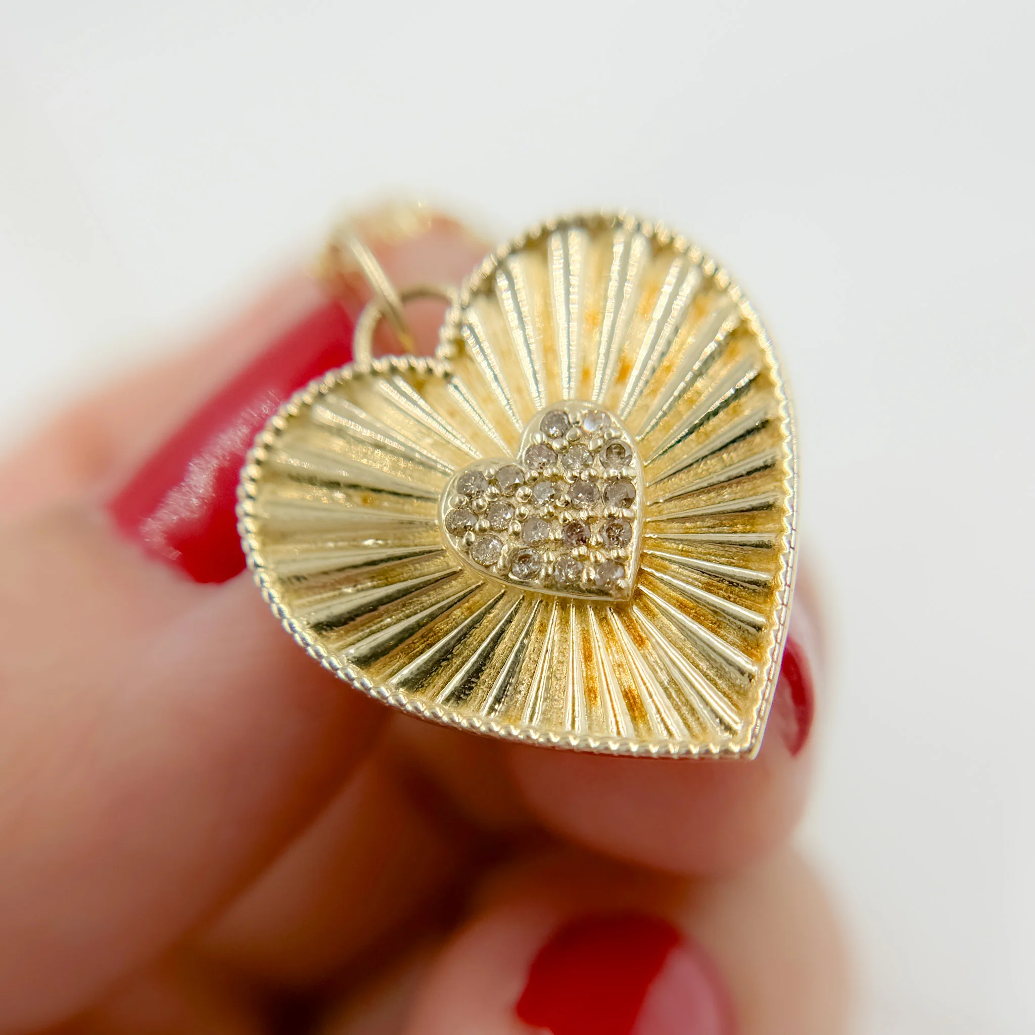 14k Solid Gold Diamond Heart Charm. GDP490 - Image 2