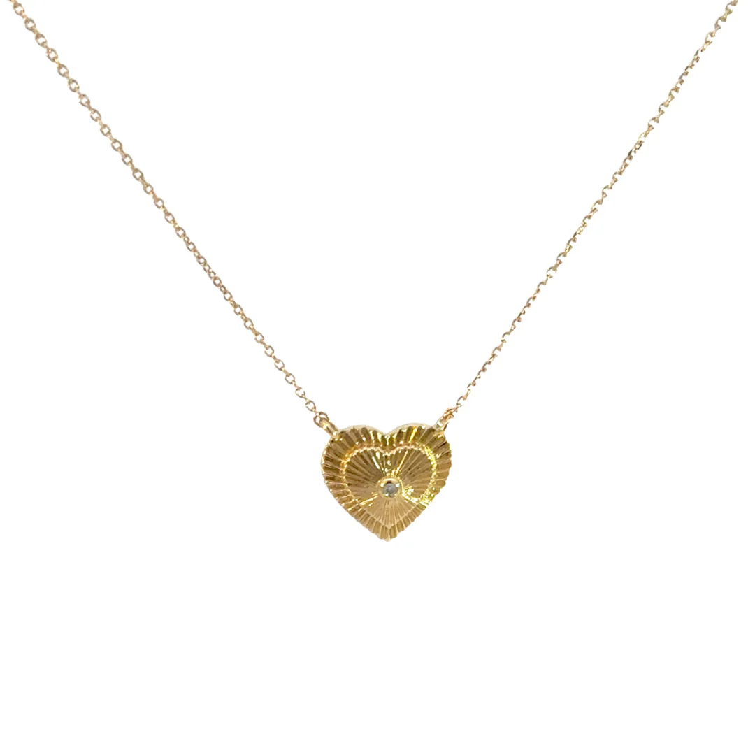 NFA71449. 14k Solid Gold Diamond Heart Charm Necklace - Image 6