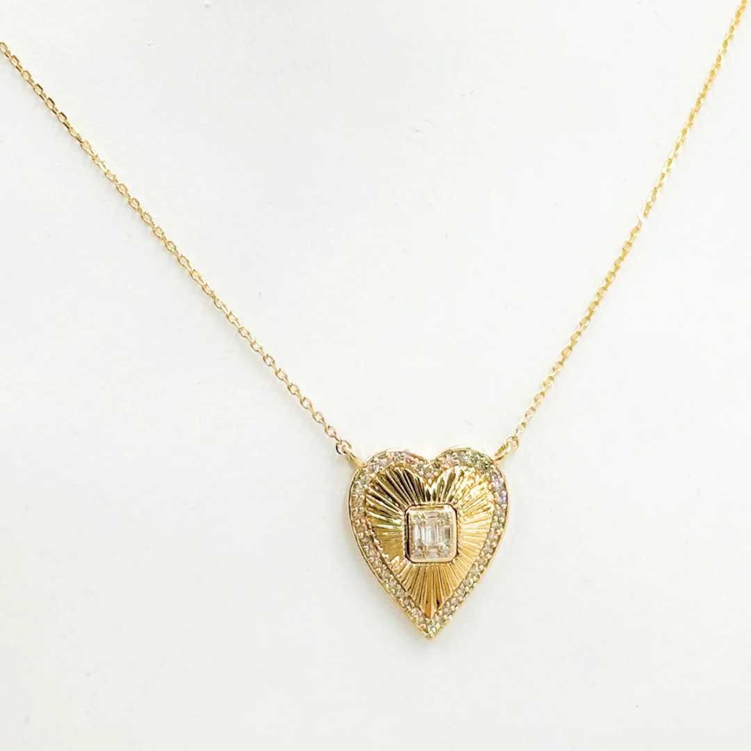 NFE71508. 14K Solid Gold Diamond Heart Necklace - Image 4