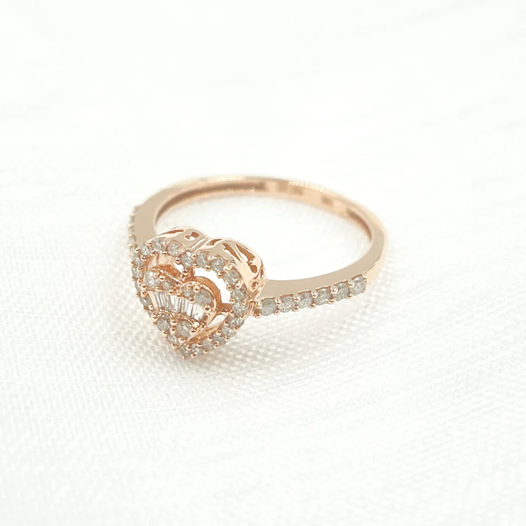 14K Solid Gold Diamond Heart Ring. TJ0004 - Image 15