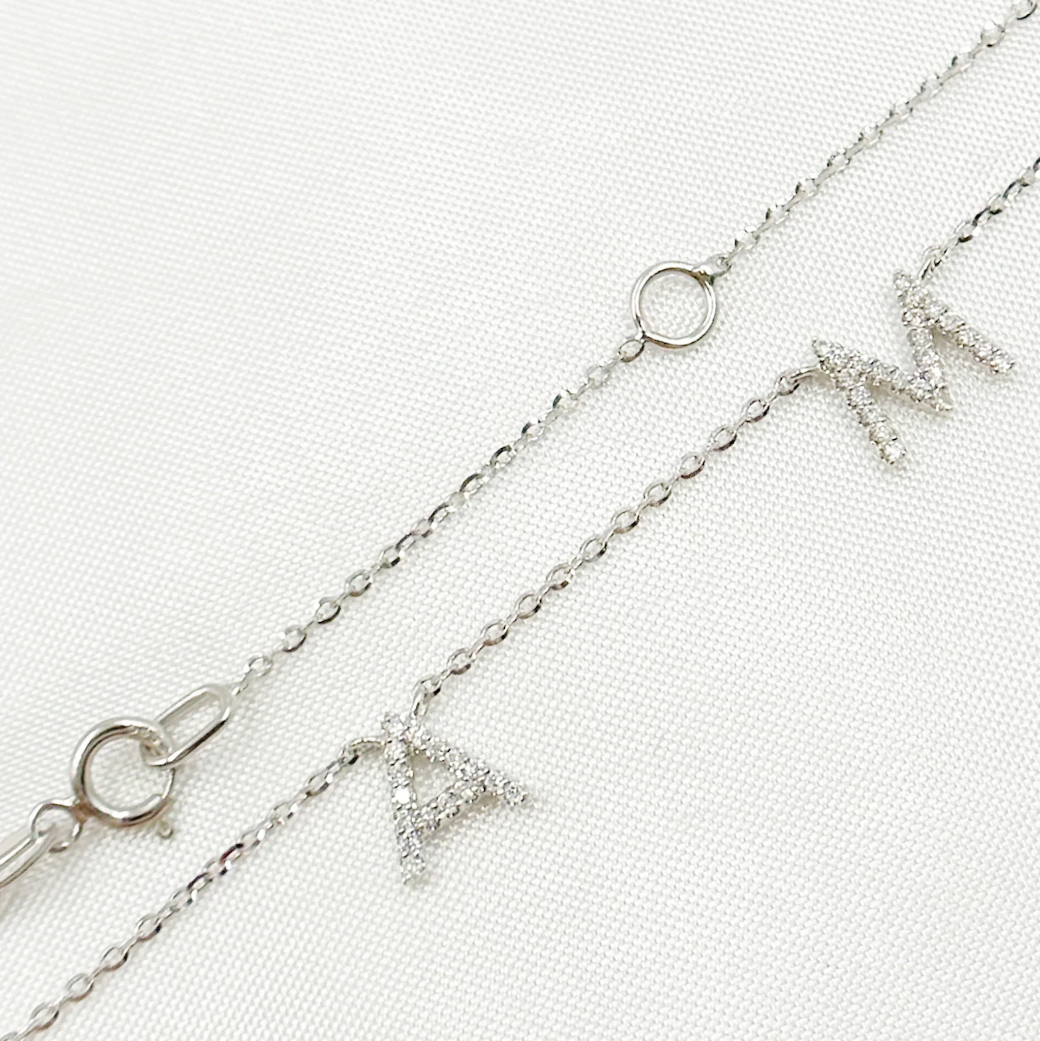 NT401793. 14K Solid Gold Diamond 'MAMA' Dangle Necklace - Image 4