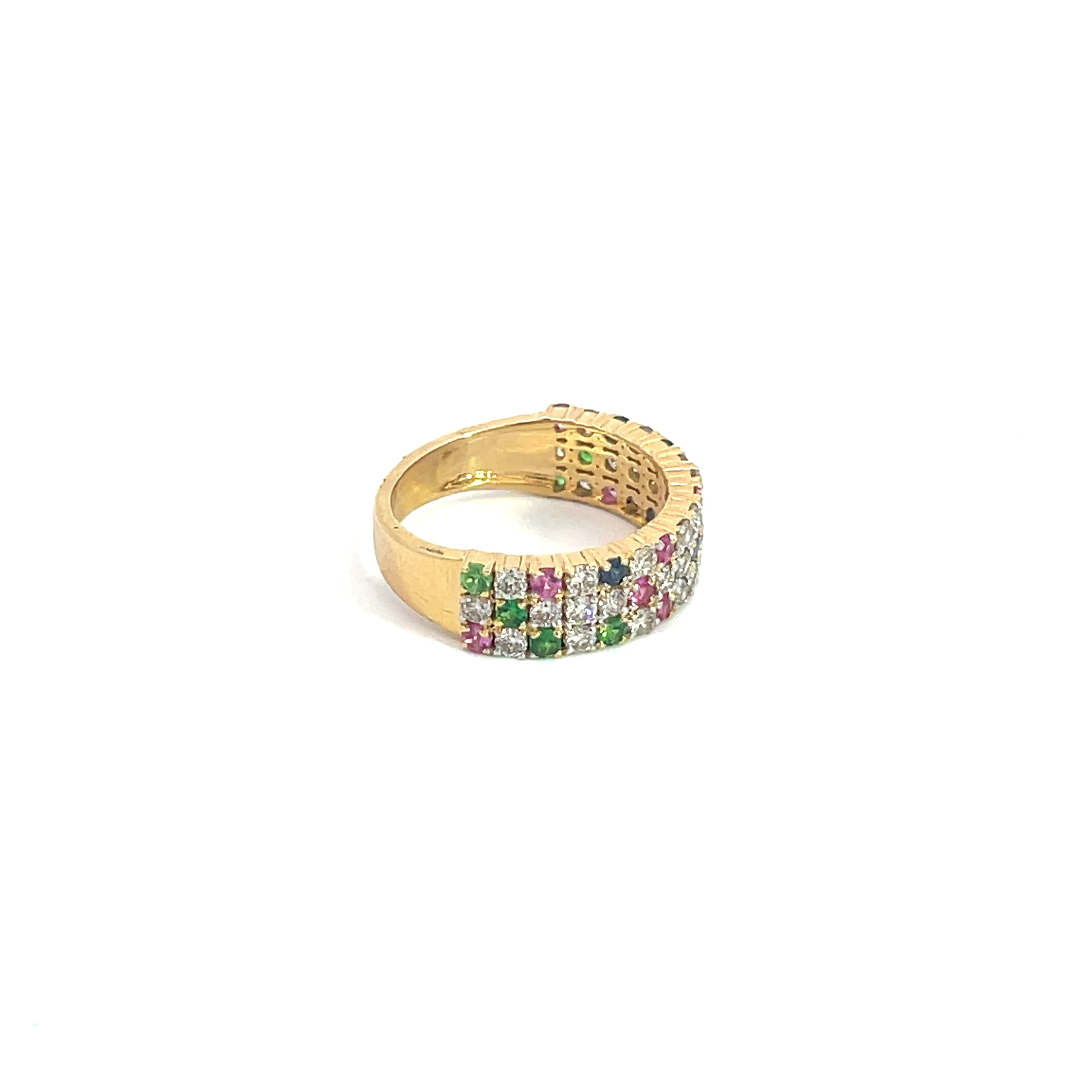 GDR226. 14k Solid Gold Diamond Mix Stones Ring - Image 3