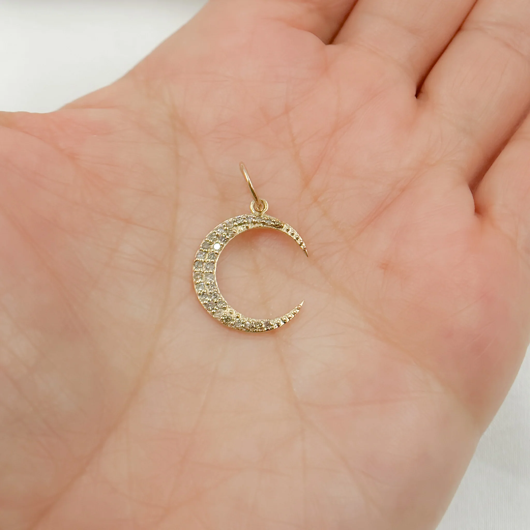 GDP561. 14k Solid Gold Diamond Moon Charm - Image 2
