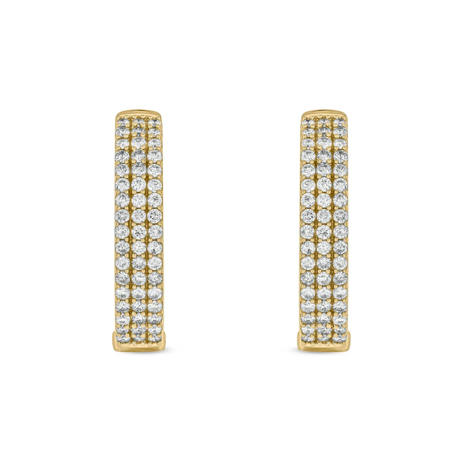 EHL56446. 14K Solid Gold Diamond Oval Hoops - Image 2
