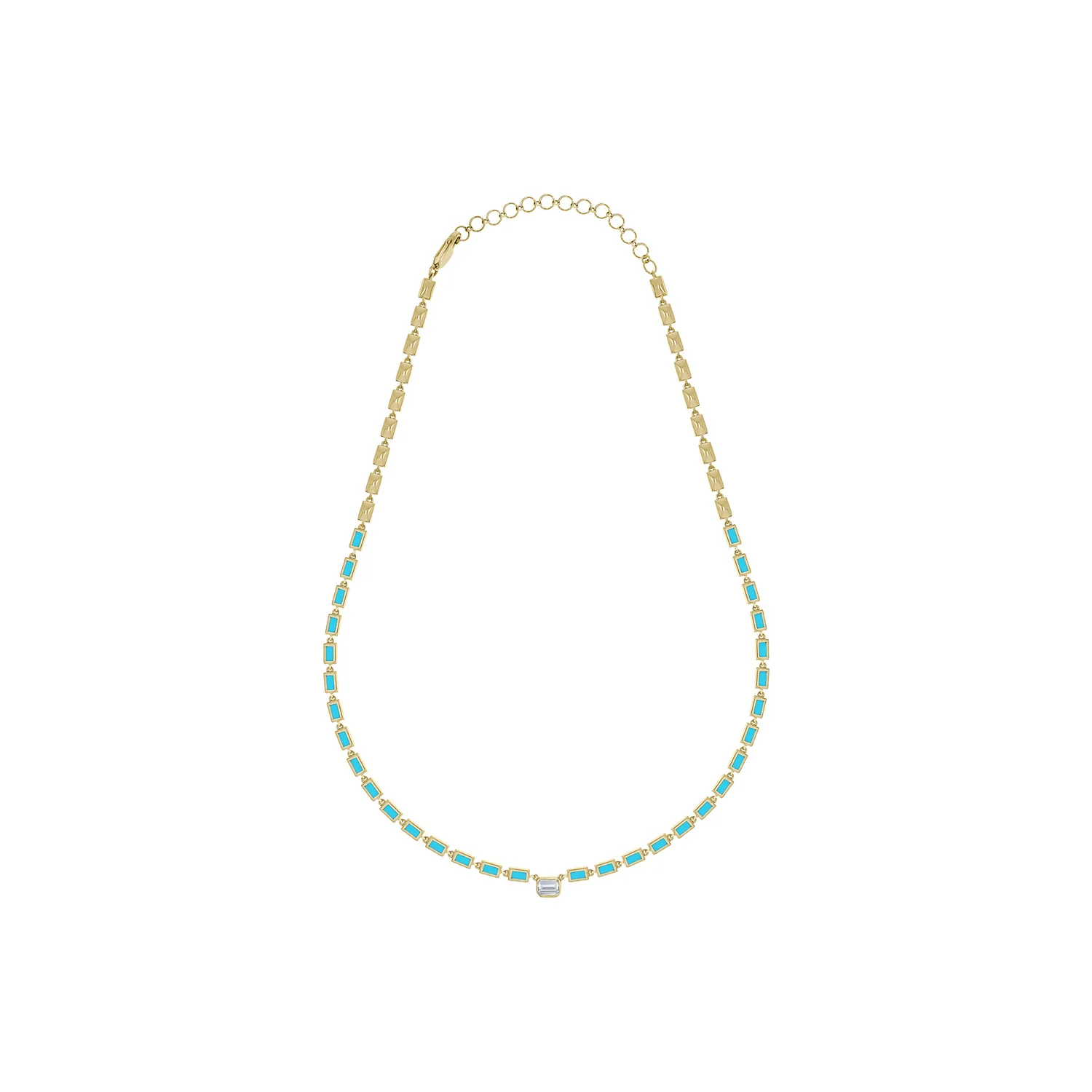 NFF70760. 14K Solid Gold Diamond Rectangle Necklace - Image 9