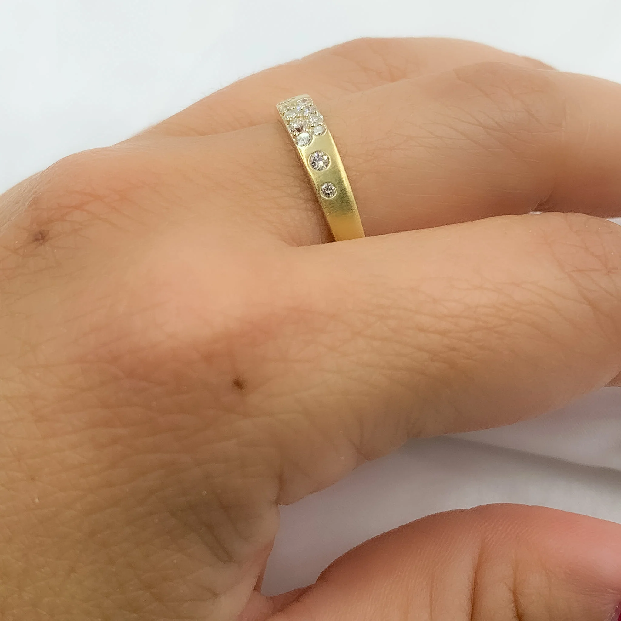 RN412836. 14K Solid Gold Diamond and Multi Sapphire Band Ring - Image 4