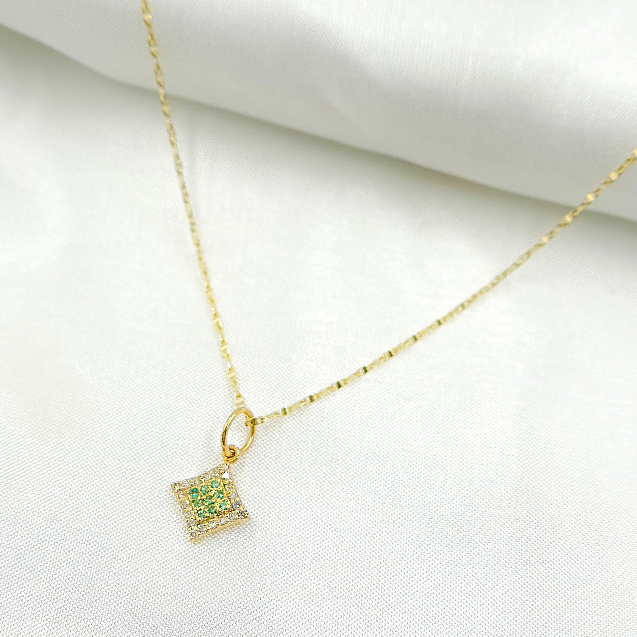 GDP374. 14K Solid Gold Diamond Shape Charm with Diamonds and Gemstones - Image 6