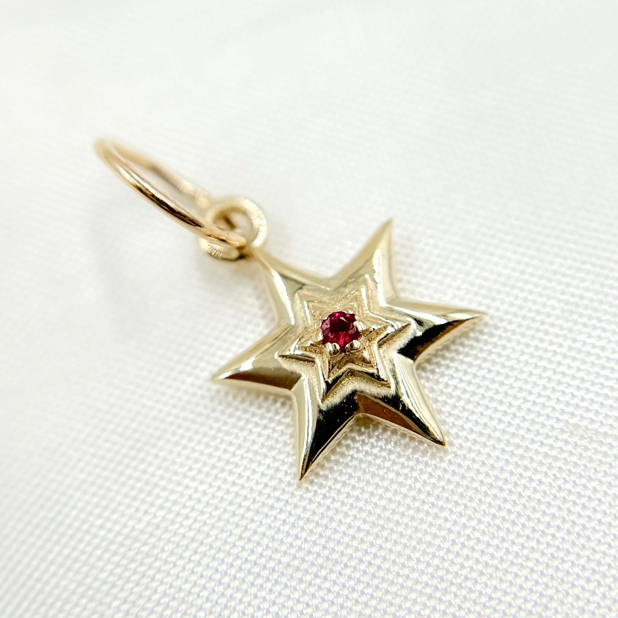 GDP390. 14k Solid Gold Star Charm with Gemstone - Image 5
