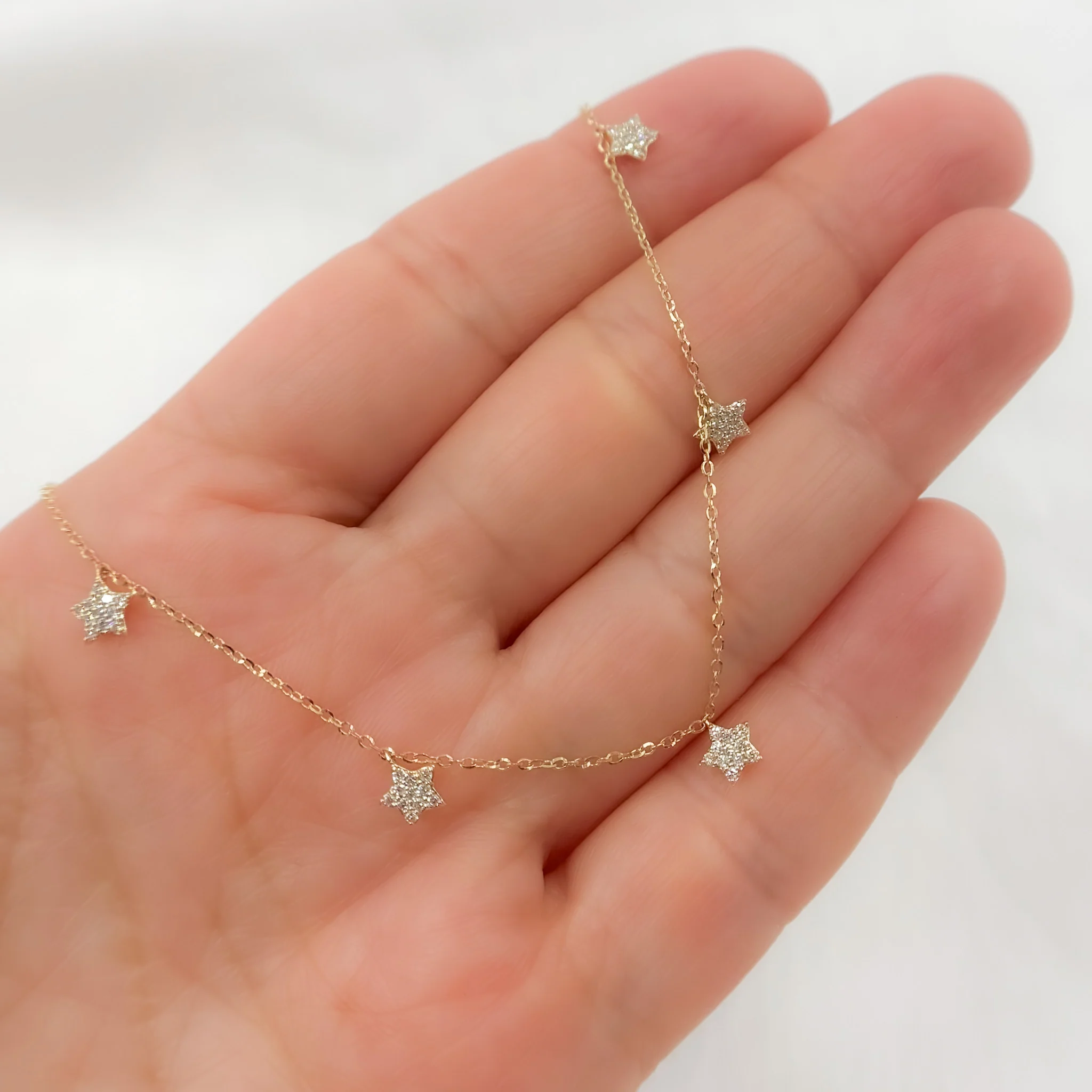 NT403713. 14K Solid Gold Diamond Star Dangle Necklace - Image 3