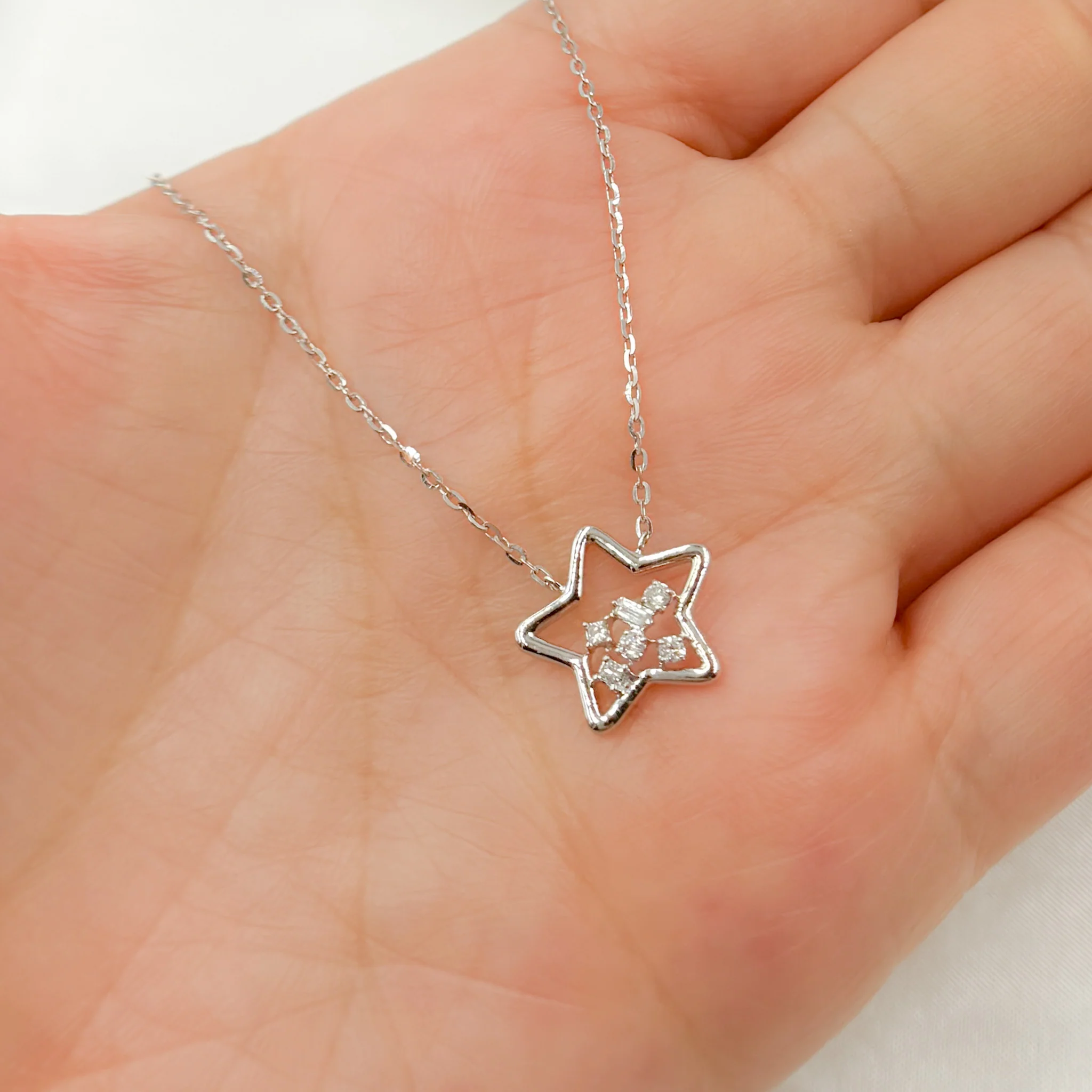 NT401196. 14k Solid Gold Diamond Star Necklace - Image 4