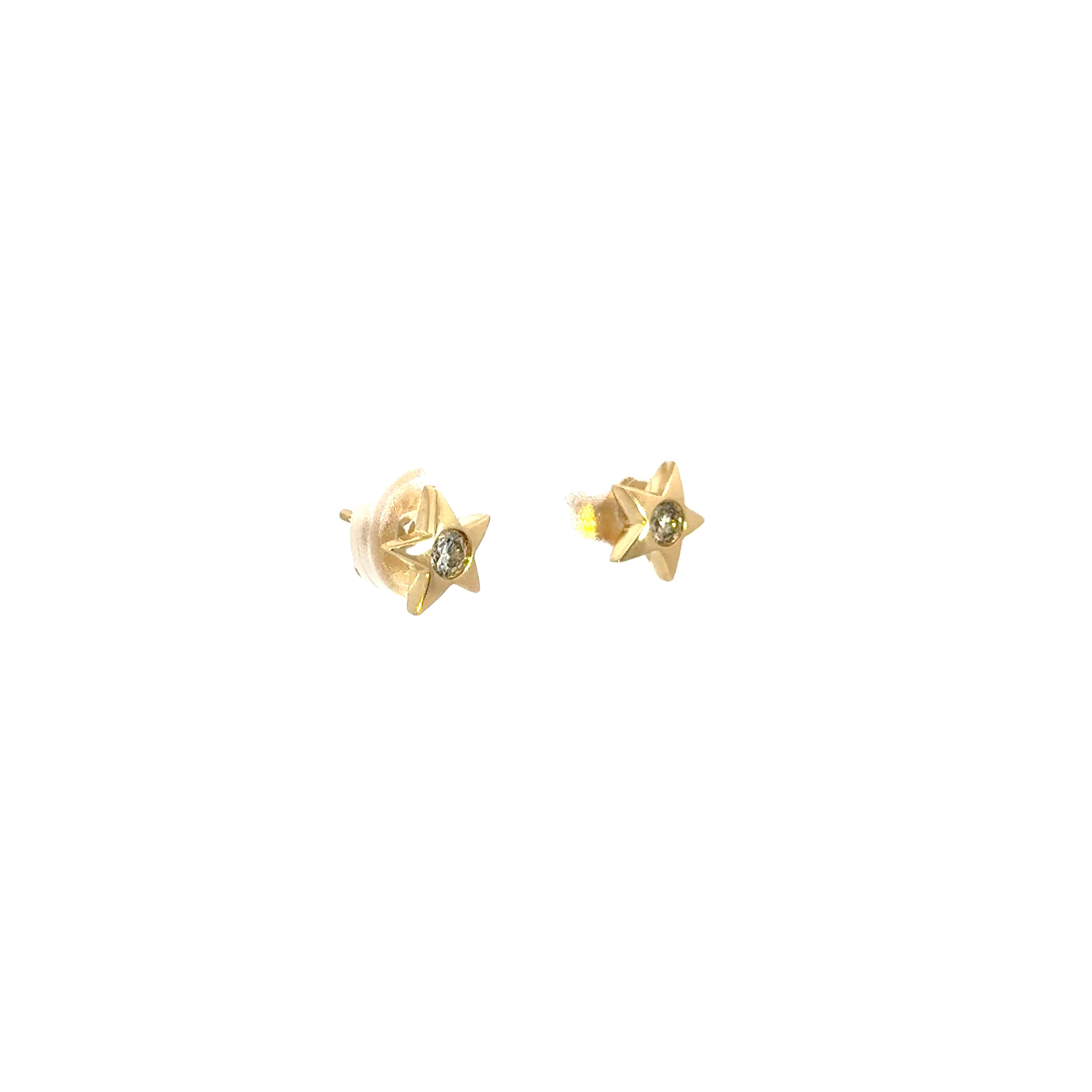 EFC52671Y. 14k Solid Gold Diamond Star Studs - Image 4