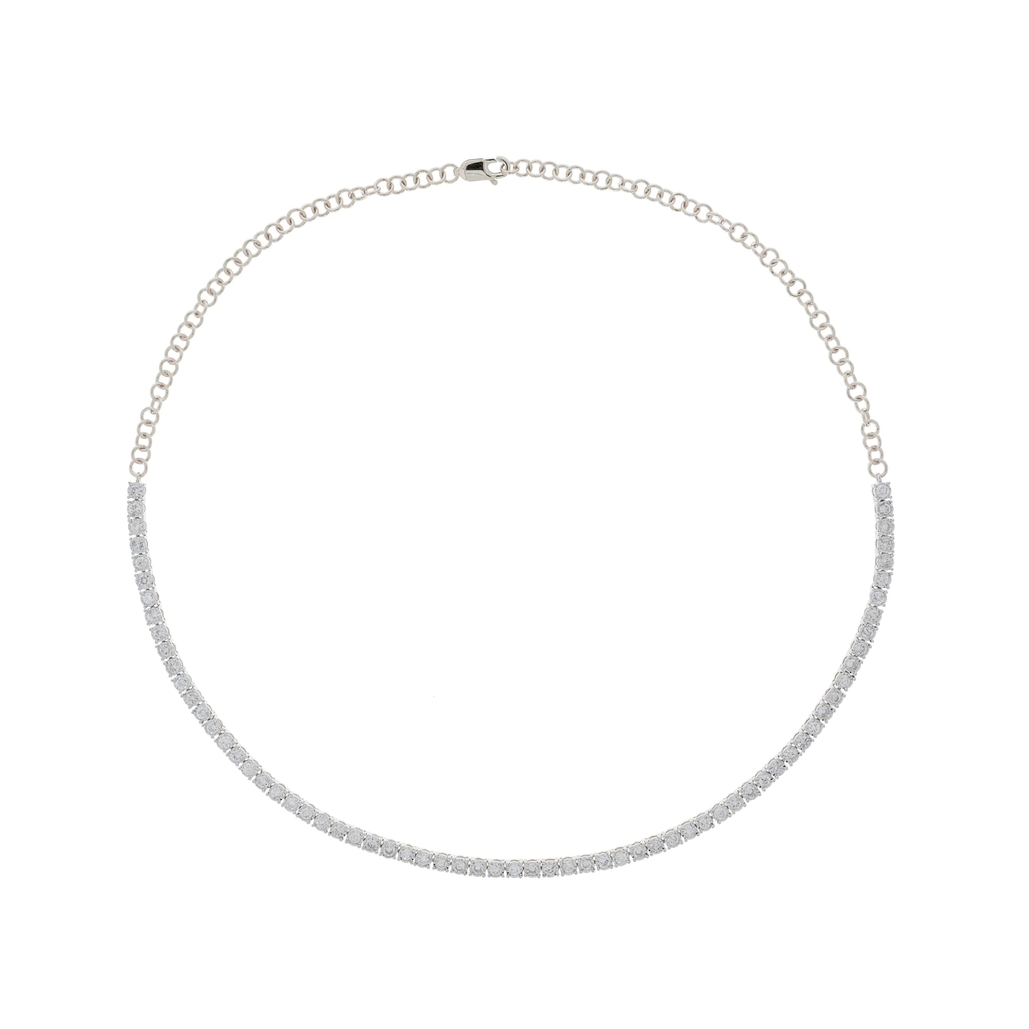 NFR71712. 14K Solid Gold Diamond Tennis Choker Necklace
