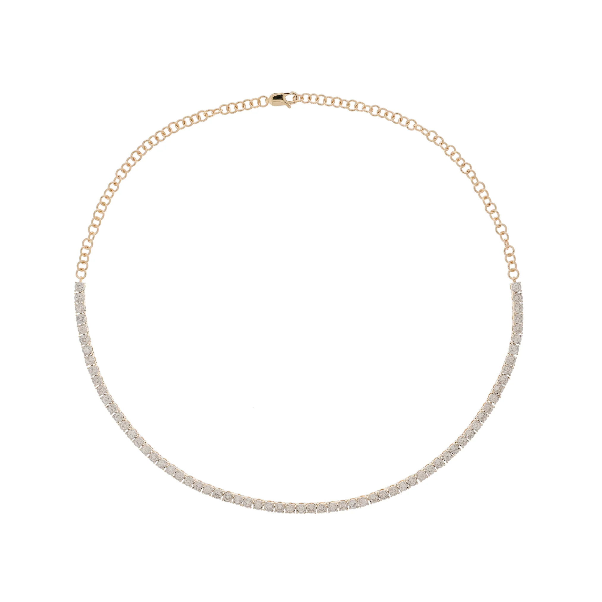 NFR71712. 14K Solid Gold Diamond Tennis Choker Necklace - Image 4