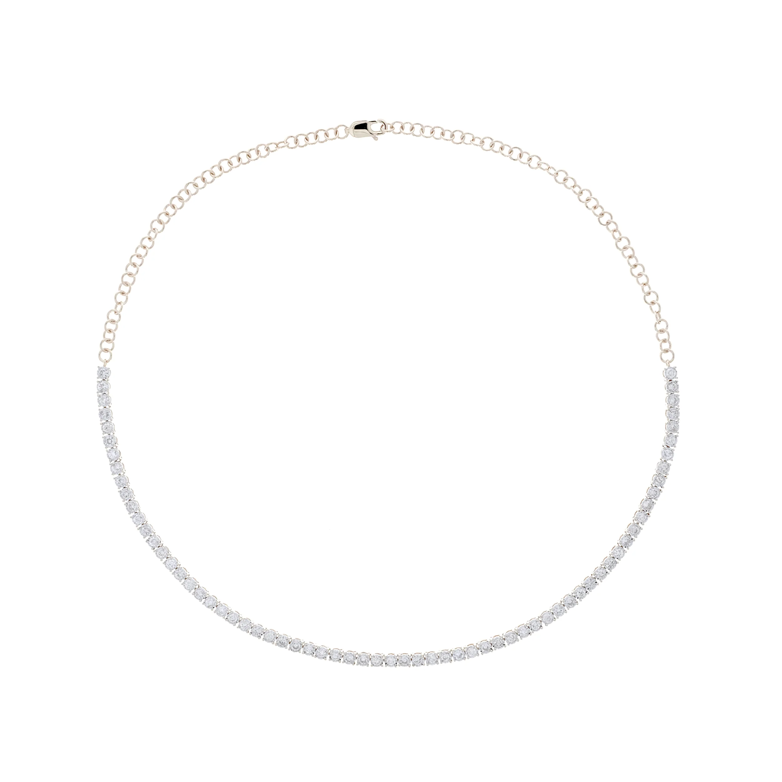 NFR71712. 14K Solid Gold Diamond Tennis Choker Necklace - Image 6