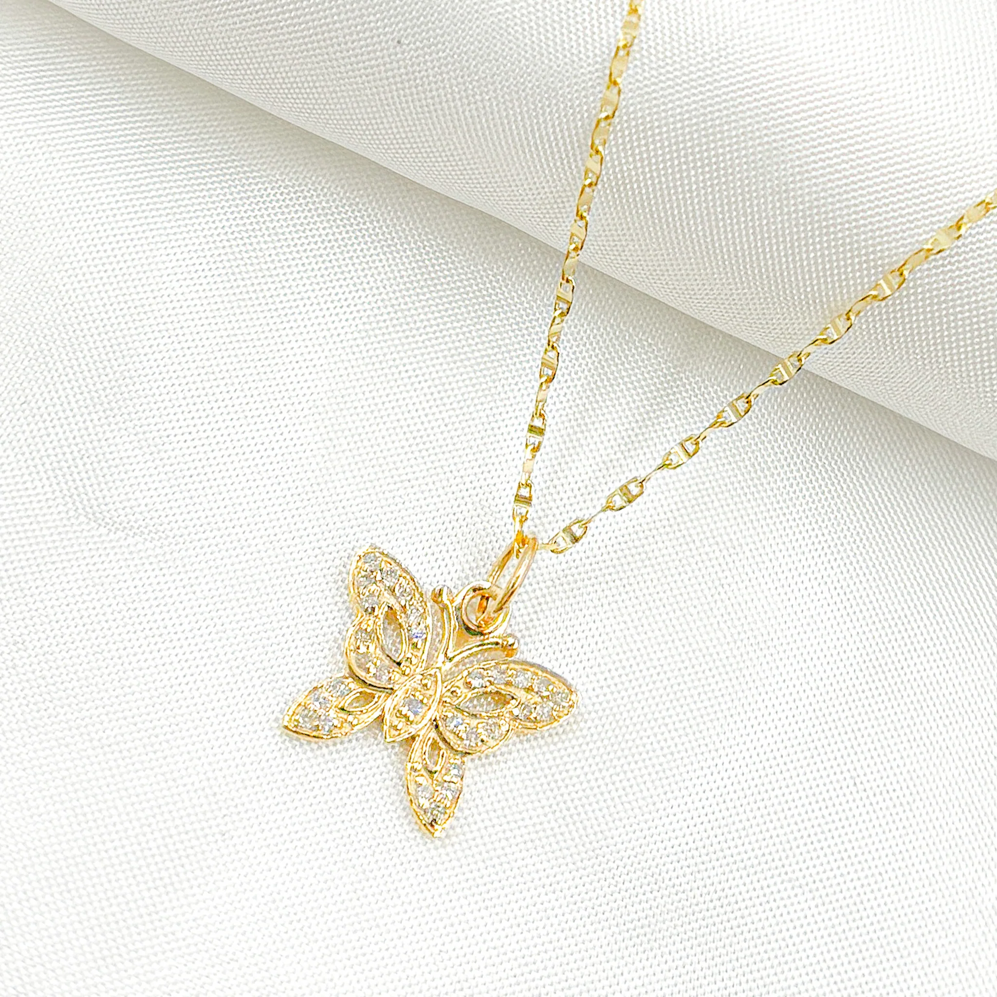 14k Solid Gold Diamonds Butterfly Charm. GDP391 - Image 3