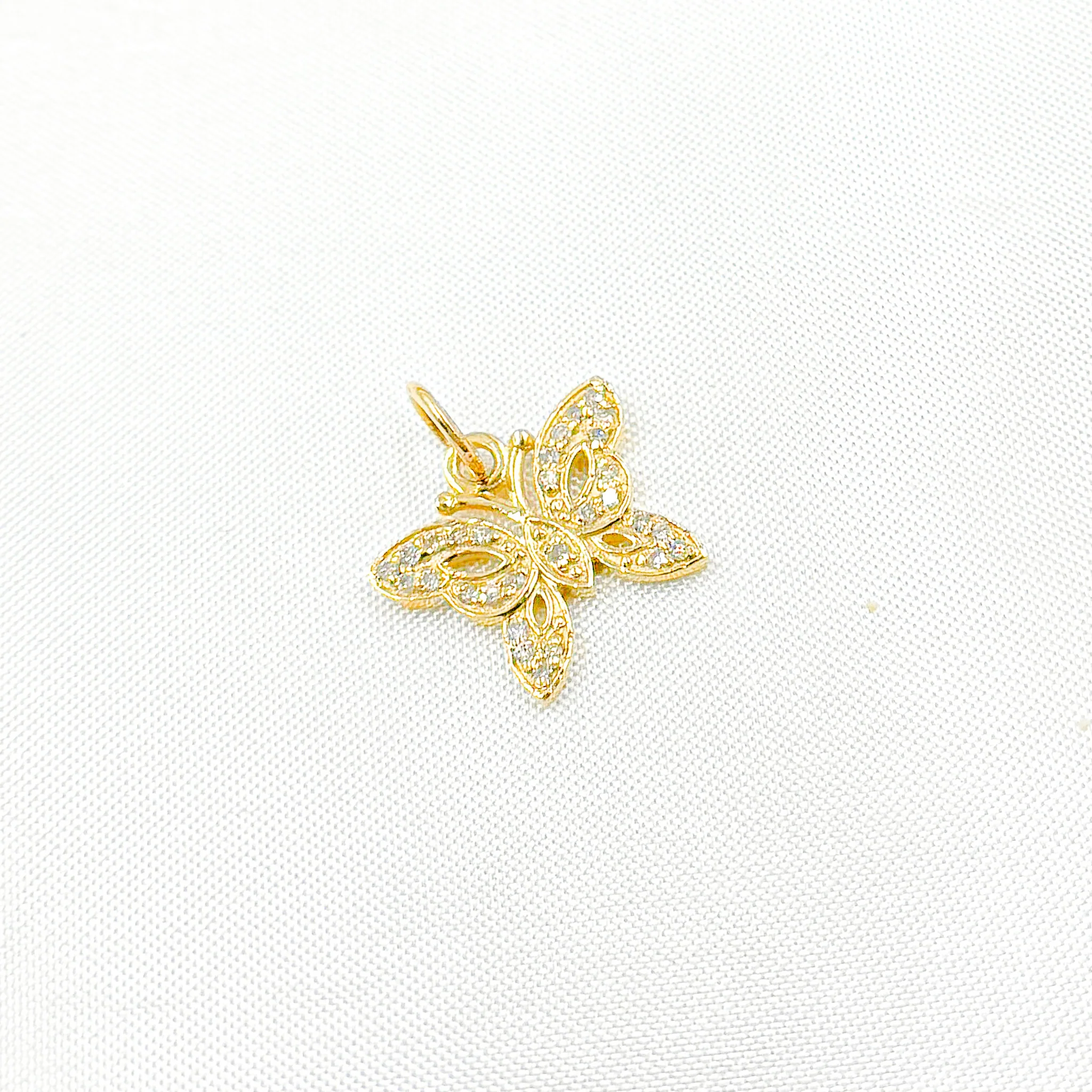 14k Solid Gold Diamonds Butterfly Charm. GDP391 - Image 4