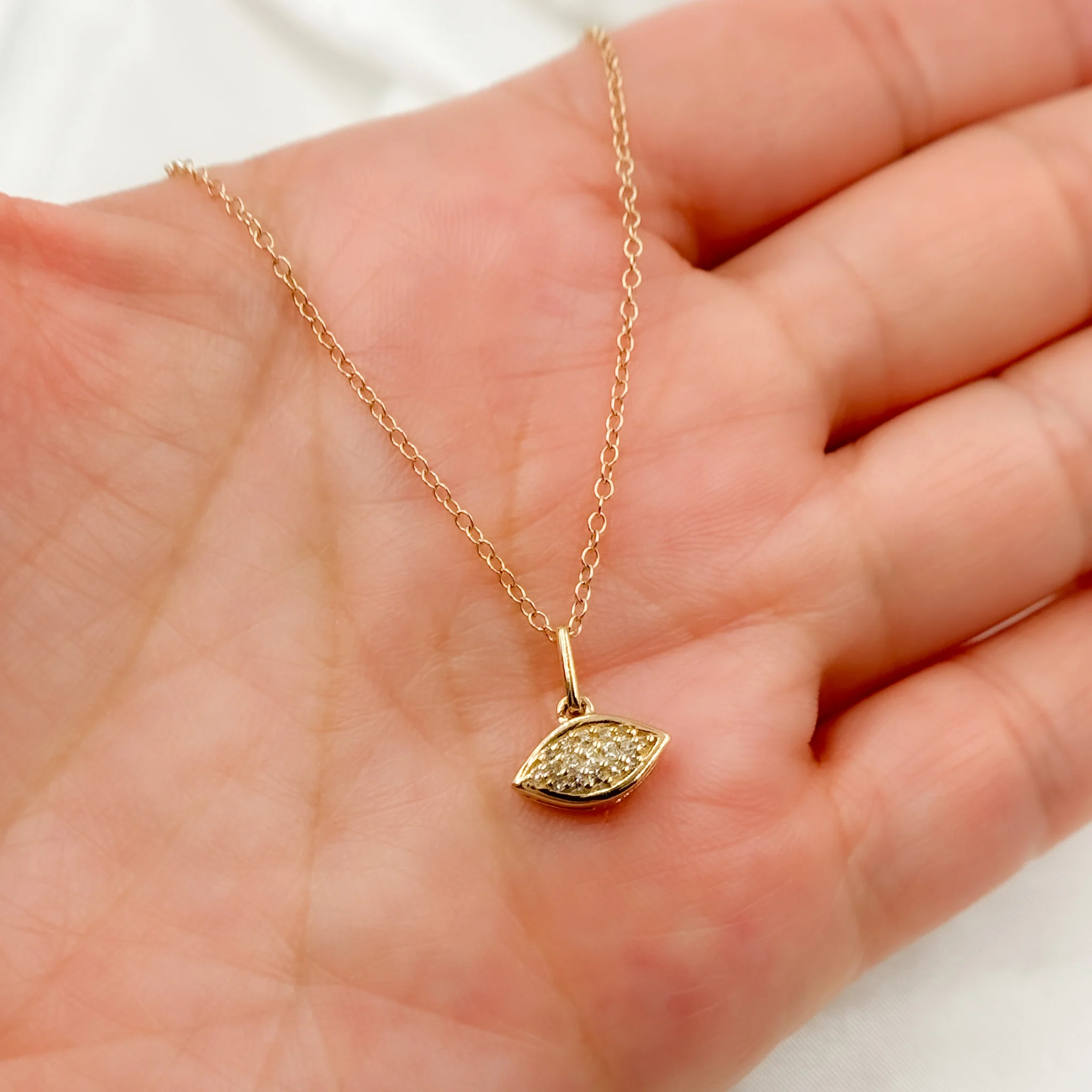 PFB32635. 14K Solid Gold Eye Diamond Necklace