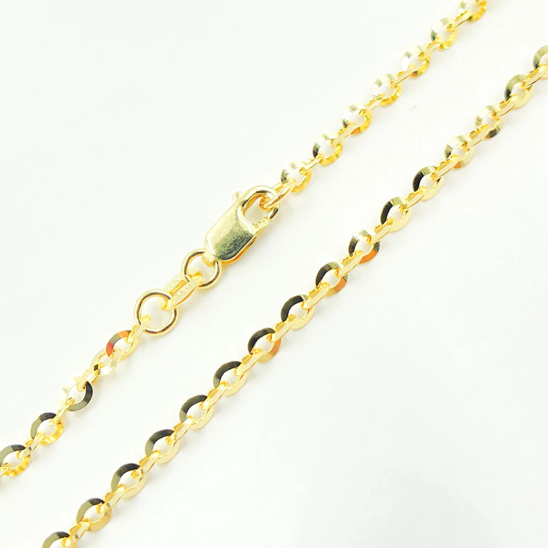 060R08BFL4L024. 14K Solid Gold Flat Cable Chain - Image 5