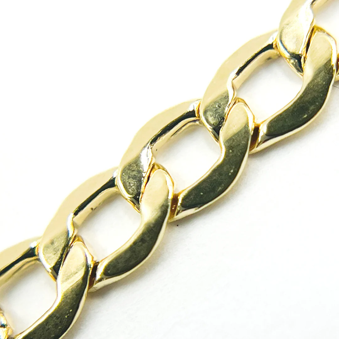 14K17. 14K Solid Gold Hollow Flat Curb Necklace - Image 3