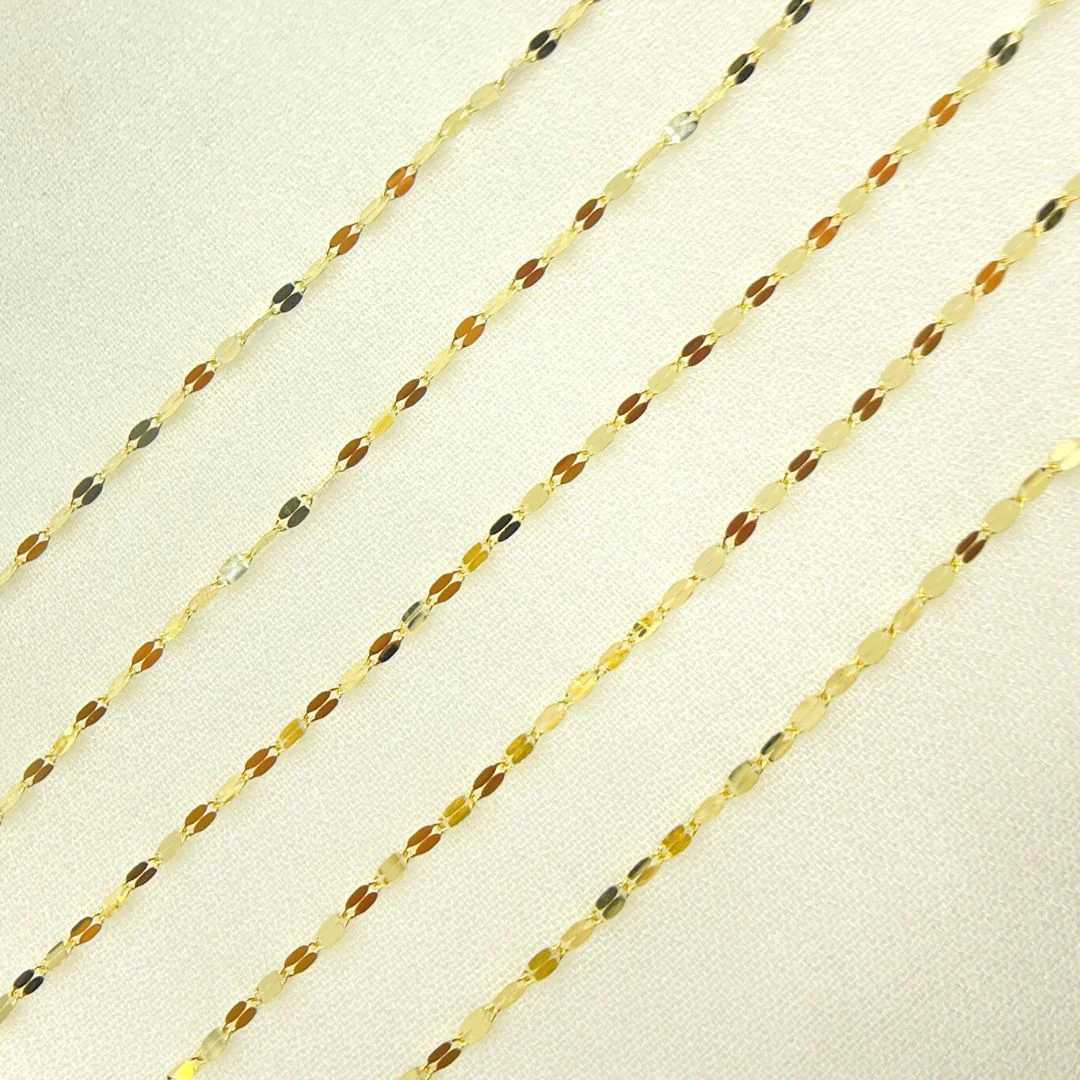 025FV10byFt. 14K Solid Gold Flat Marina Link Unfinished Chain - Image 3