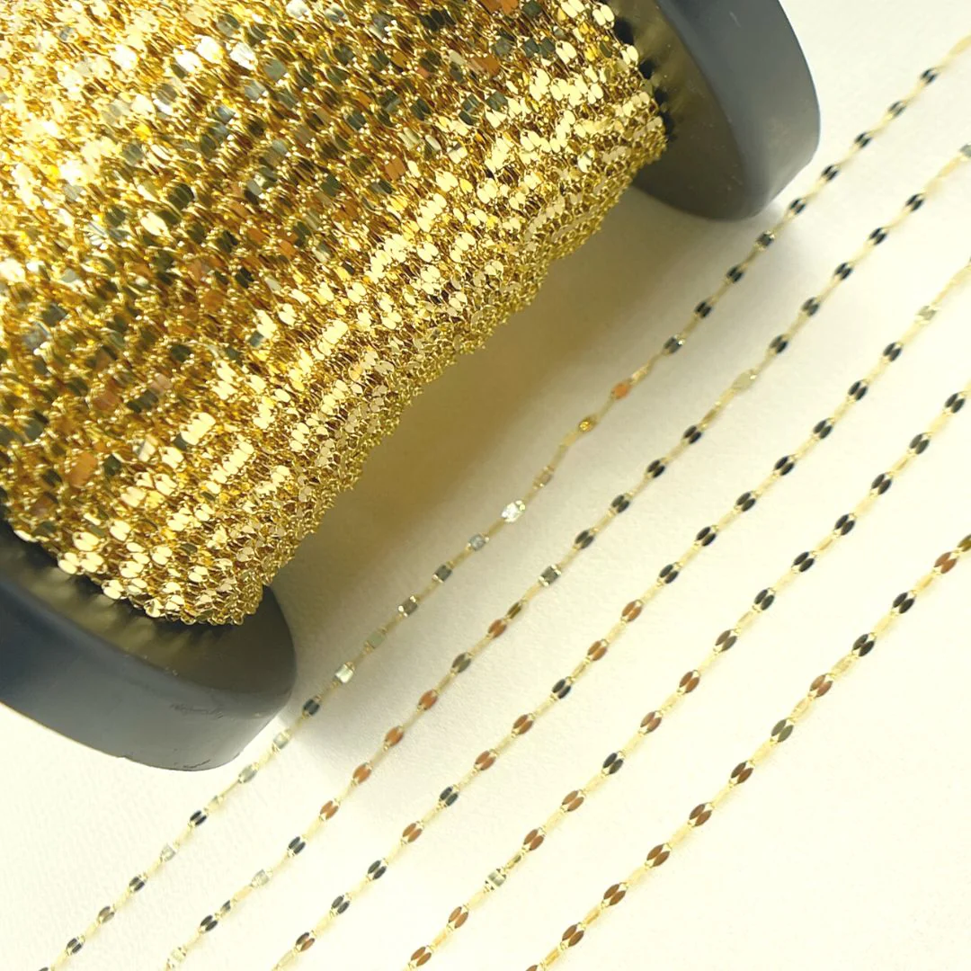 025FV10byFt. 14K Solid Gold Flat Marina Link Unfinished Chain - Image 5