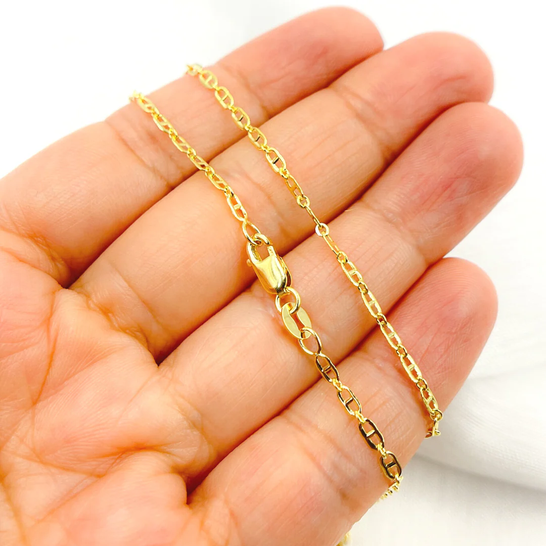 040FA1P111. 14K Solid Gold Flat Marina Chain - Image 2
