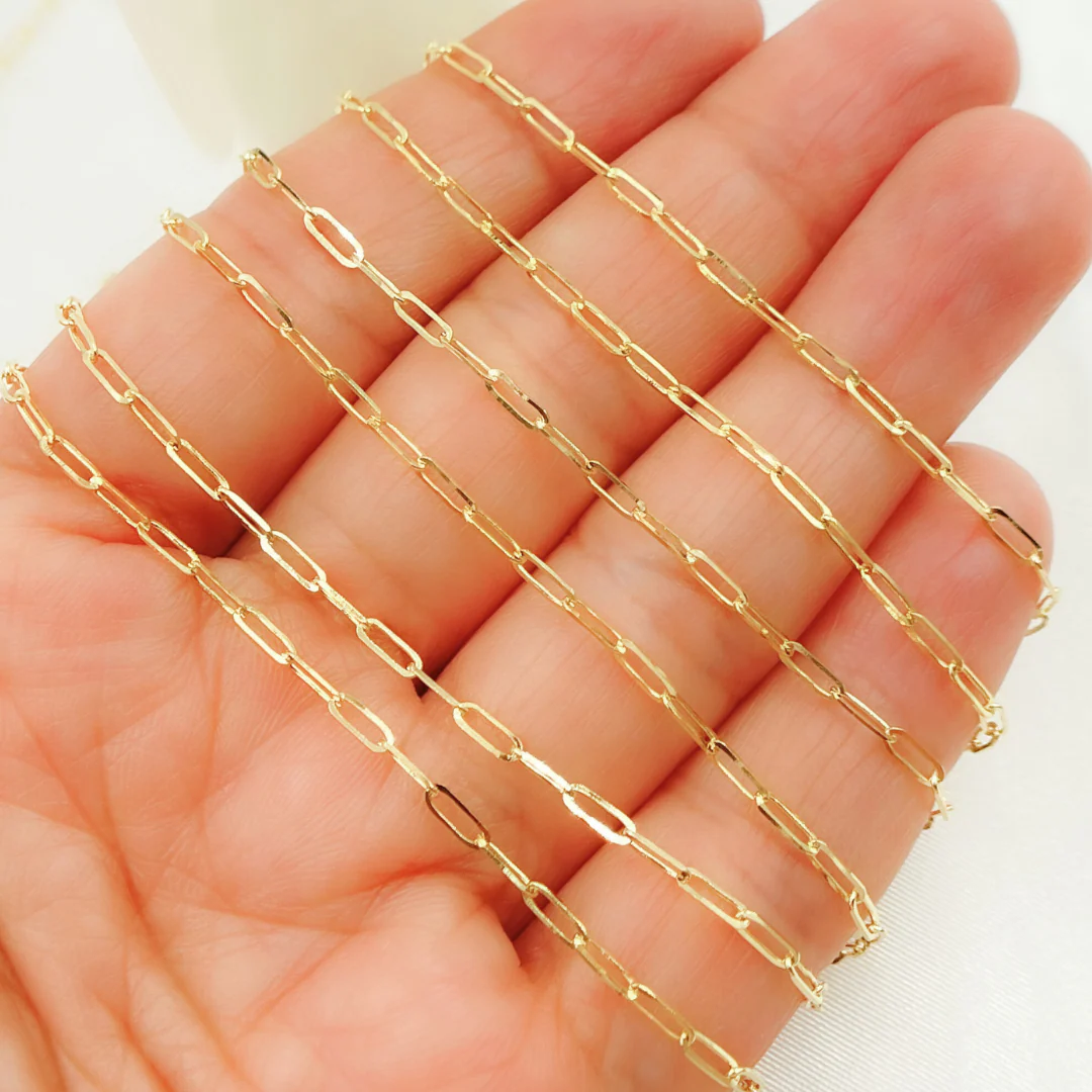 050FVACLL3. 14k Solid Gold Flat Paperclip Link Finished Necklace - Image 5