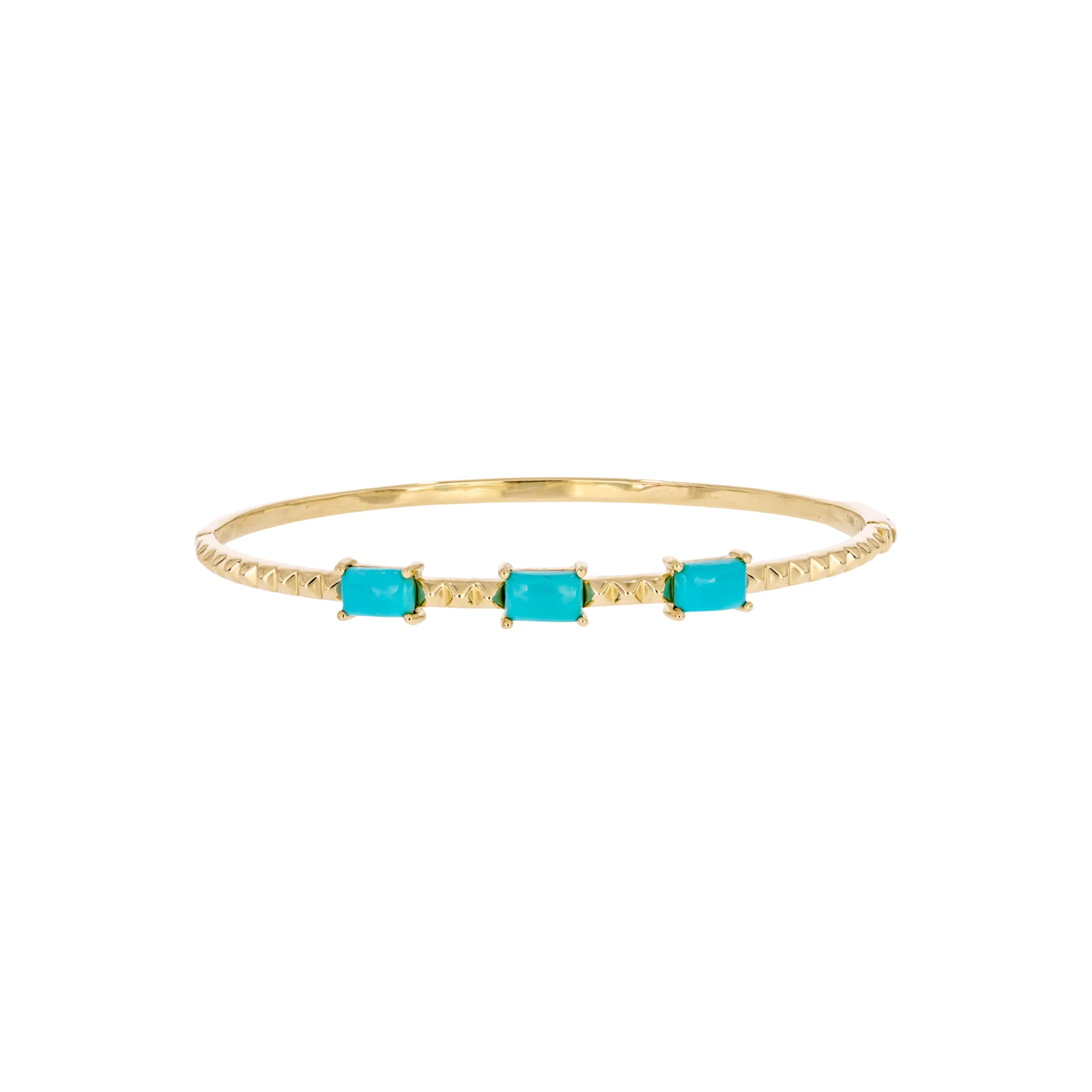 CB96494. 14K Solid Gold Gemstone Bangle - Image 3